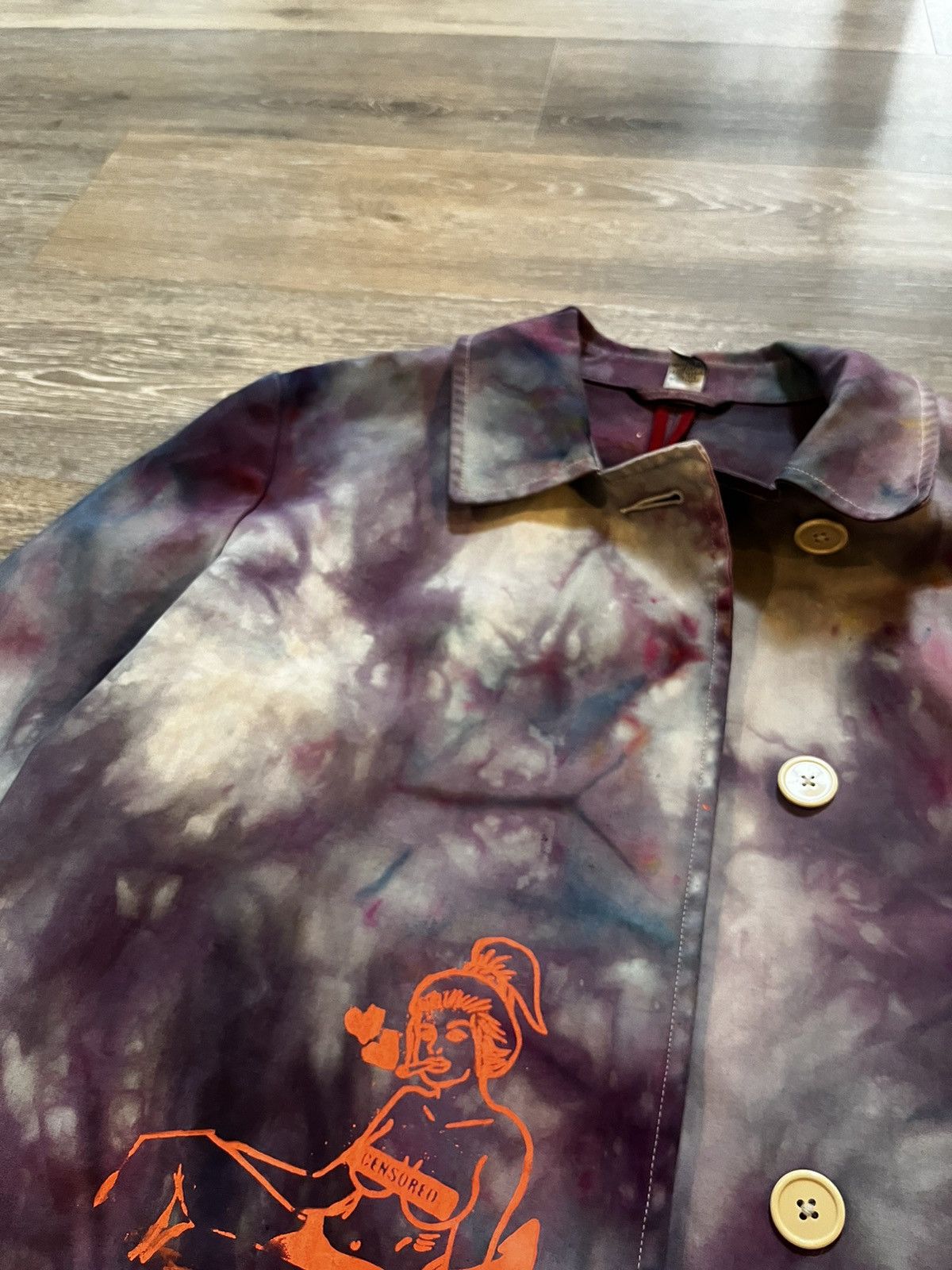 Vintage Custom Tie Dyed Smoking Heals Up-Cycled Long Coat Size L / US 10 / IT 46 - 6 Thumbnail