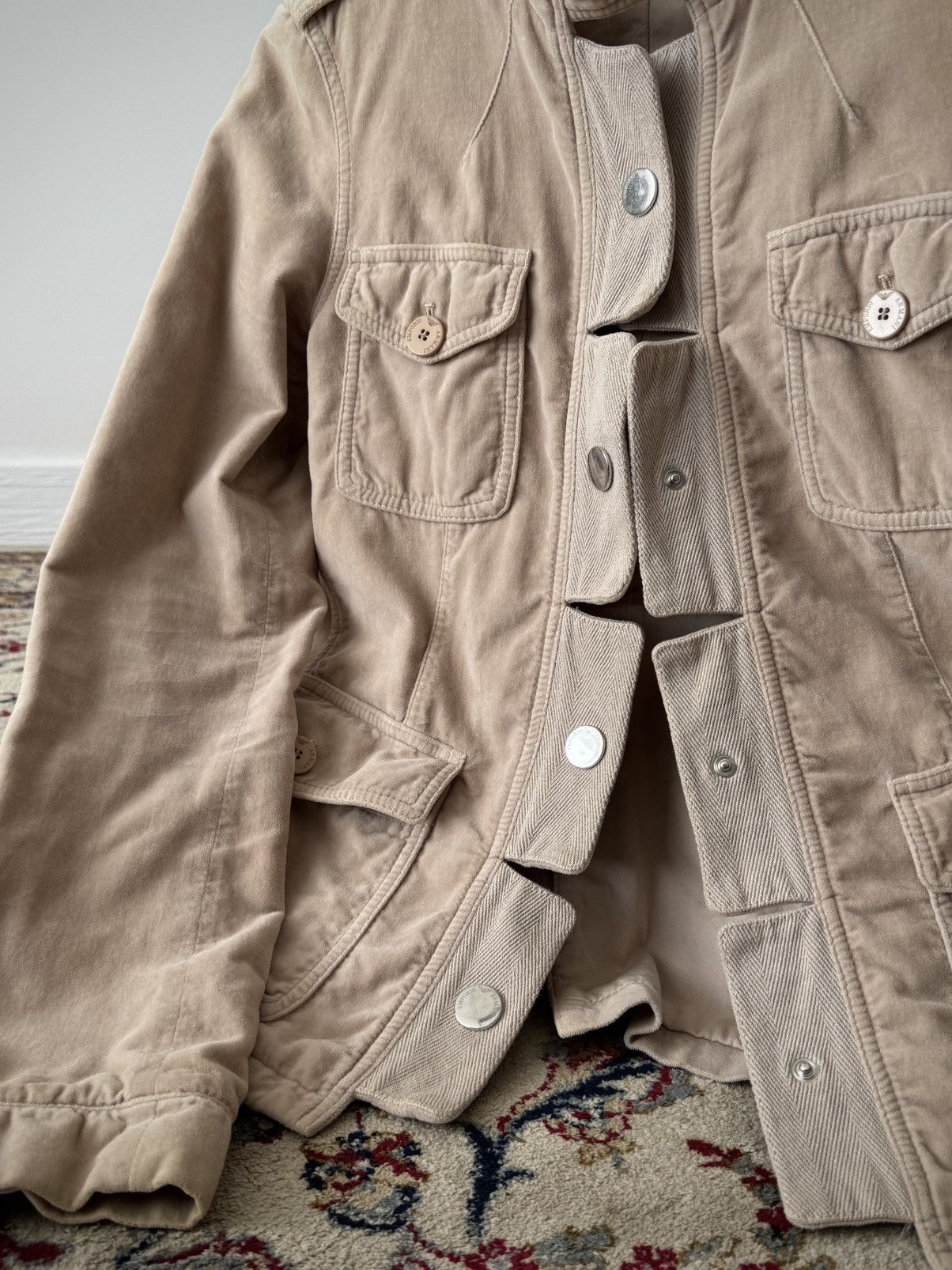 Emporio Armani × Vintage Emporio Armani Women’s Utility Velour Jacket Size S / US 4 / IT 40 - 4 Thumbnail