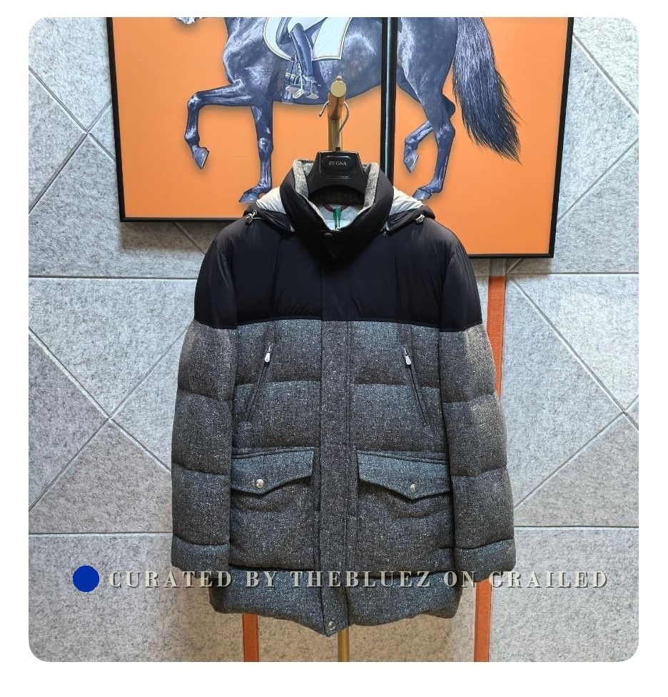 Brunello Cucinelli Wool Cashmere Down Jacket in Black, Men's