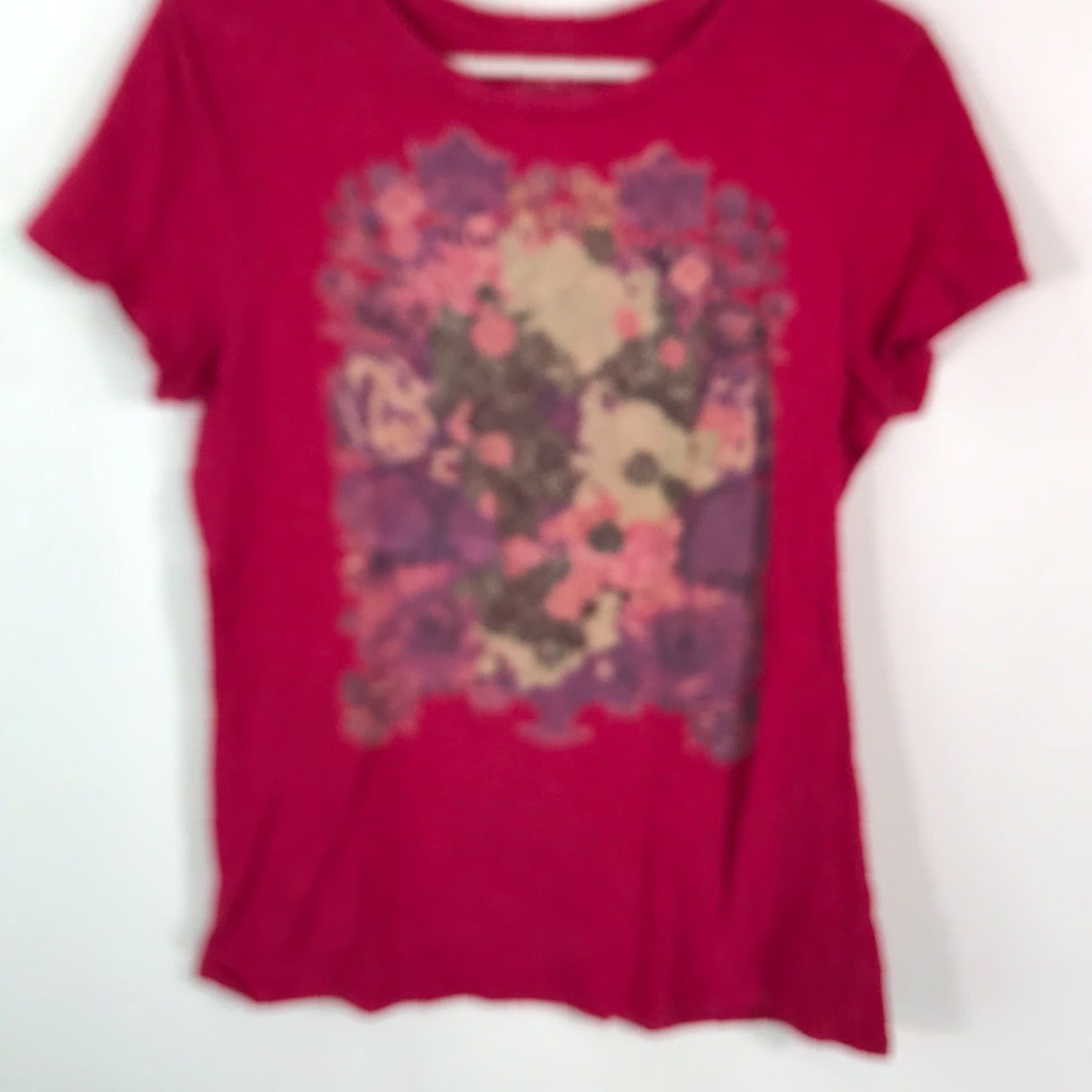 Old Navy Old Navy Womens Shirt T Shirt Floral Red Round Neck Short Sleeves Pullover Large Size L / US 10 / IT 46 - 2 Thumbnail