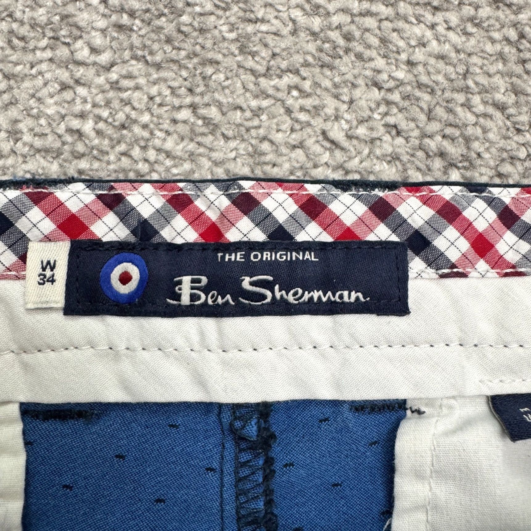 Ben Sherman Ben Sherman Polka Dot Chino Shorts Mens 34 Navy Blue Cotton Flat Front Casual Size US 34 / EU 50 - 6 Thumbnail