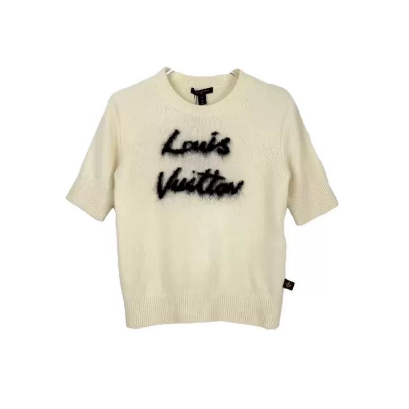 Louis Vuitton Louis Vuitton Beige Logo Short-Sleeve Sweater Size US M / EU 48-50 / 2 - 1 Thumbnail