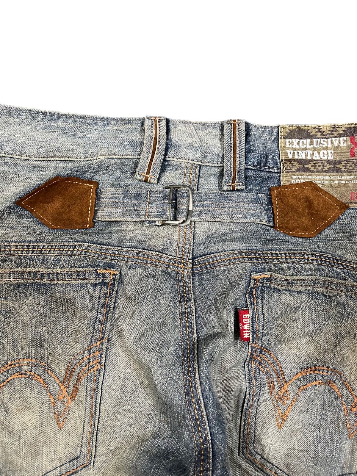 Beauty Beast × Edition Japan × Edwin Vintage Edwin XV Mudwash Grunge Buckle Belt Denim Size US 33 - 7 Thumbnail