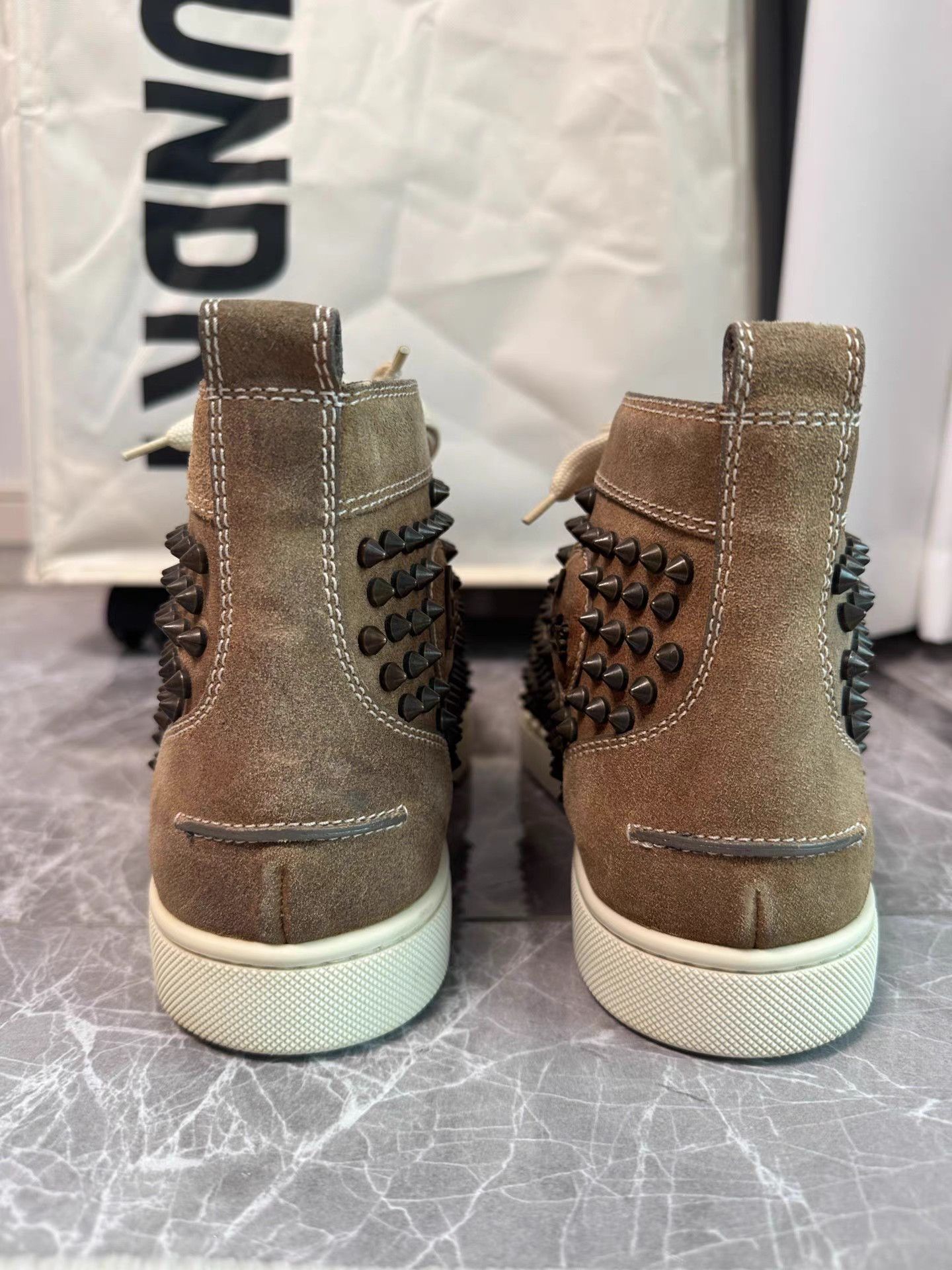 Christian Louboutin Christian Louboutin Spiked Suede Sneakers with Red Sole K6 Size US 7 / EU 40 - 4 Thumbnail