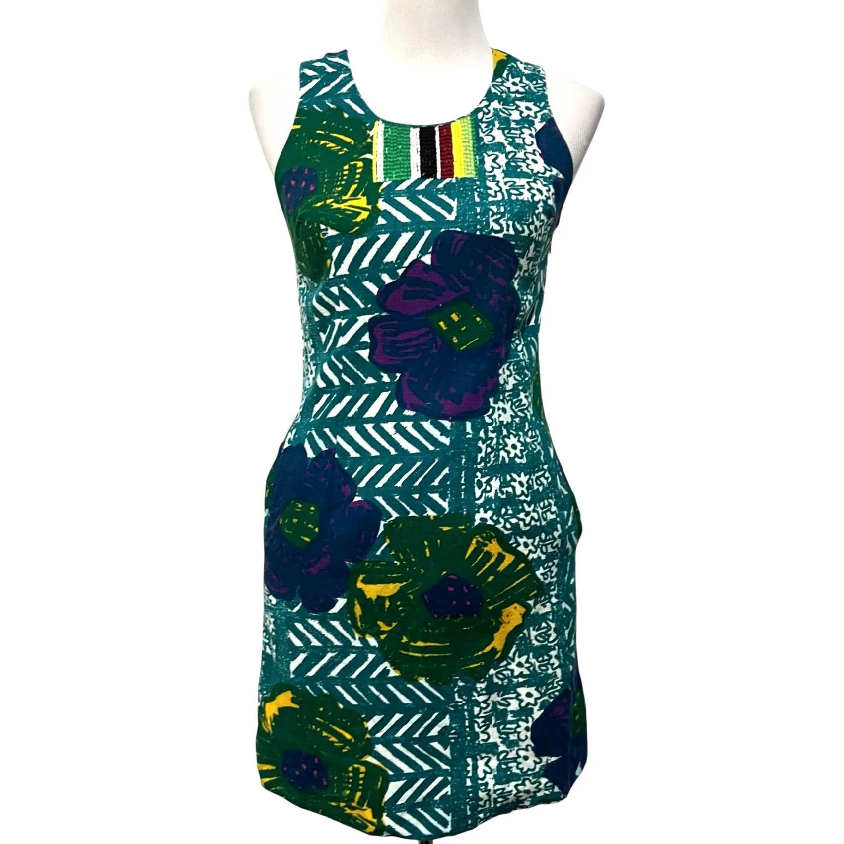 Anthropologie Anthropologie | Vanessa Virginia Graphic Hibiscus shift Dress Sleeveless Sz 0 Size XS / US 0-2 / IT 36-38 - 2 Thumbnail