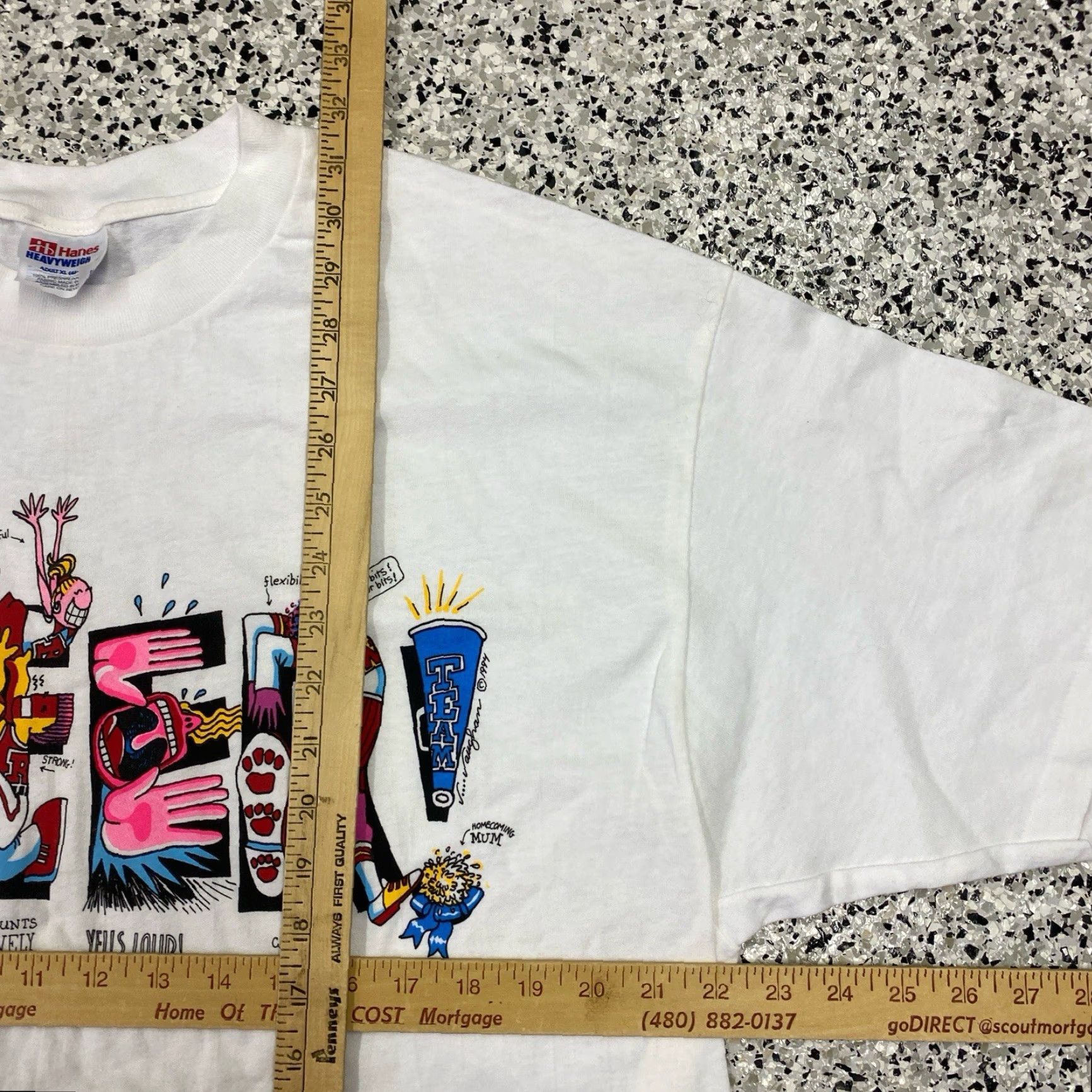 Hanes VINTAGE 90s Cheerleading Shirt Hanes XL White Tee Adult Regular Graphic Print Beach Hawaii USA 80s 90s Retro City Music Machine Washable CM Size US XL / EU 56 / 4 - 3 Thumbnail