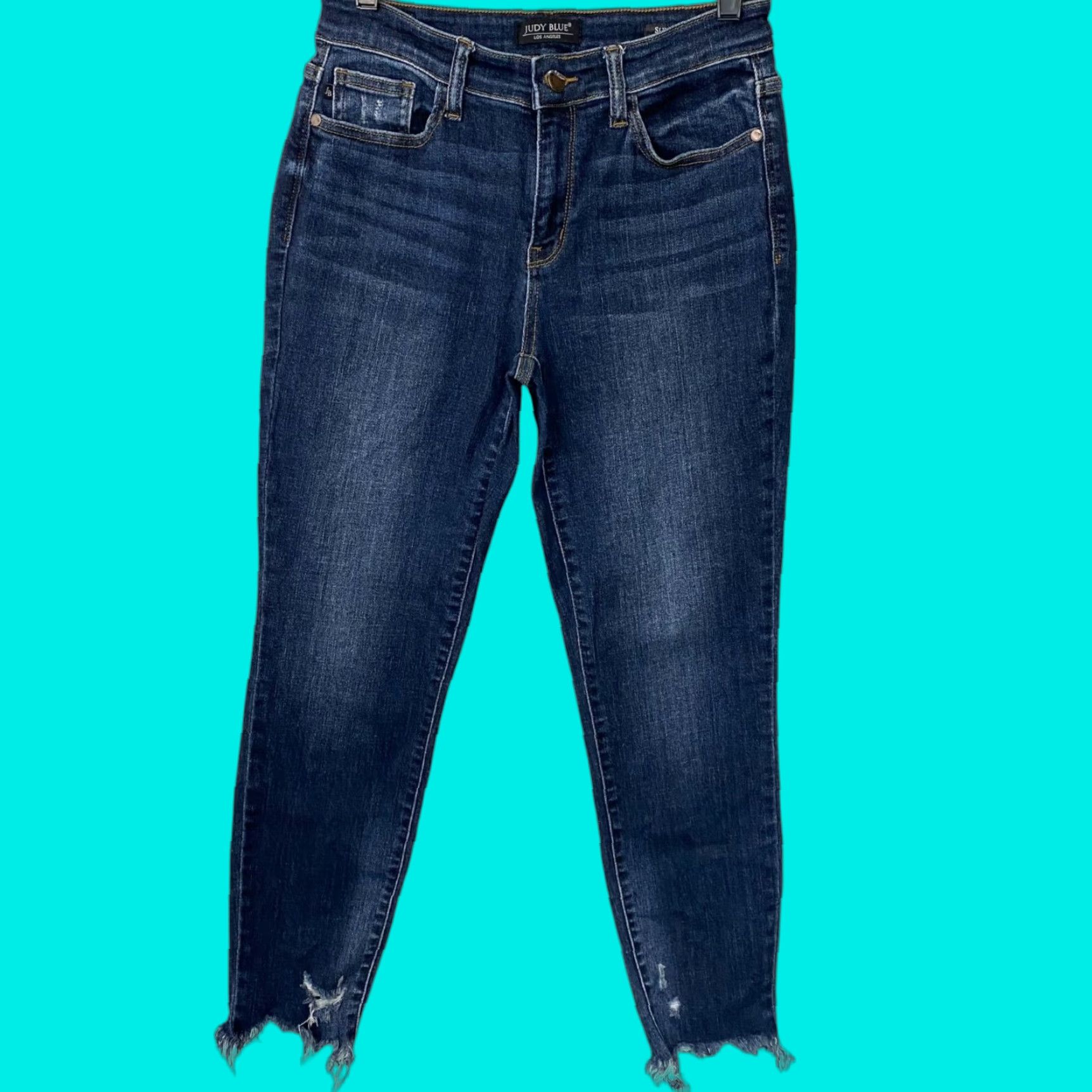 Vintage Judy Blue Mid-Rise Destroyed Slim Fit Jeans Women's Size 27 Distressed Raw-Hem Jeans Size 27" / US 4 / IT 40 - 1 Thumbnail