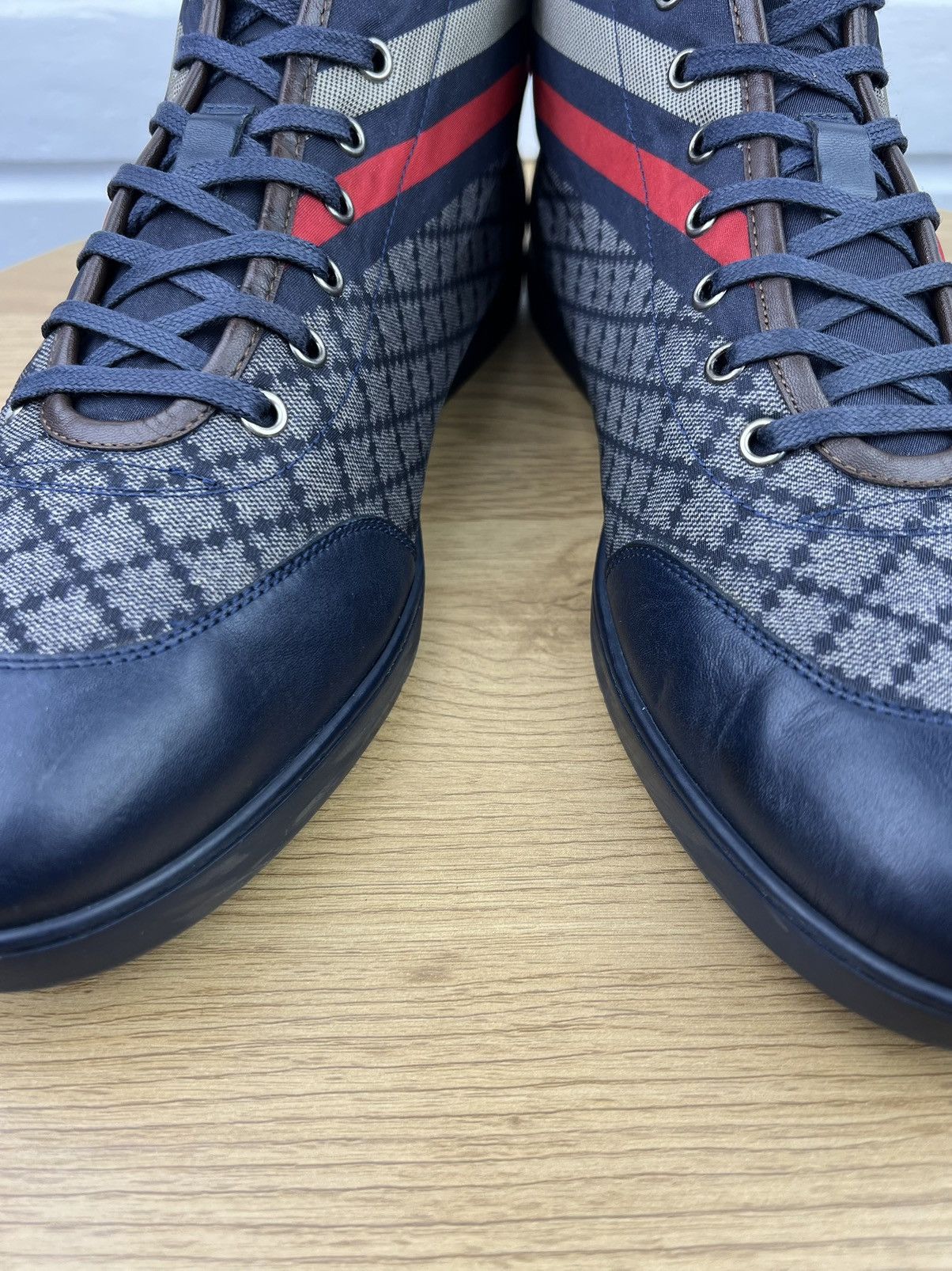 Gucci GUCCI Sneakers Hi Top Leather Shoes Diamante Monogram Size US 13 / EU 46 - 6 Thumbnail