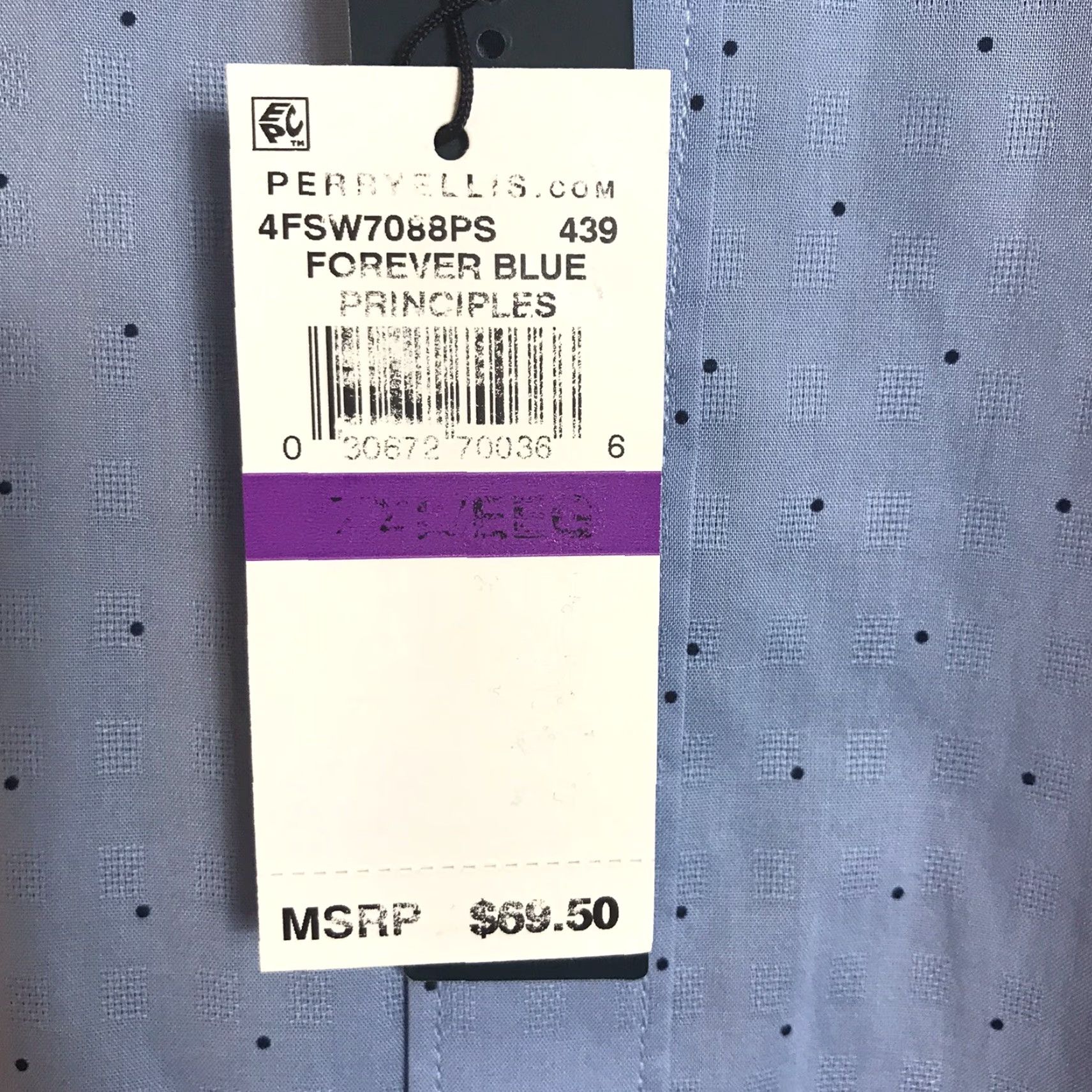 Perry Ellis Perry Ellis Shirt Mens XXL Short Sleeve Blue Dot Pattern Casual Button-Up Size US XXL / EU 58 / 5 - 4 Thumbnail