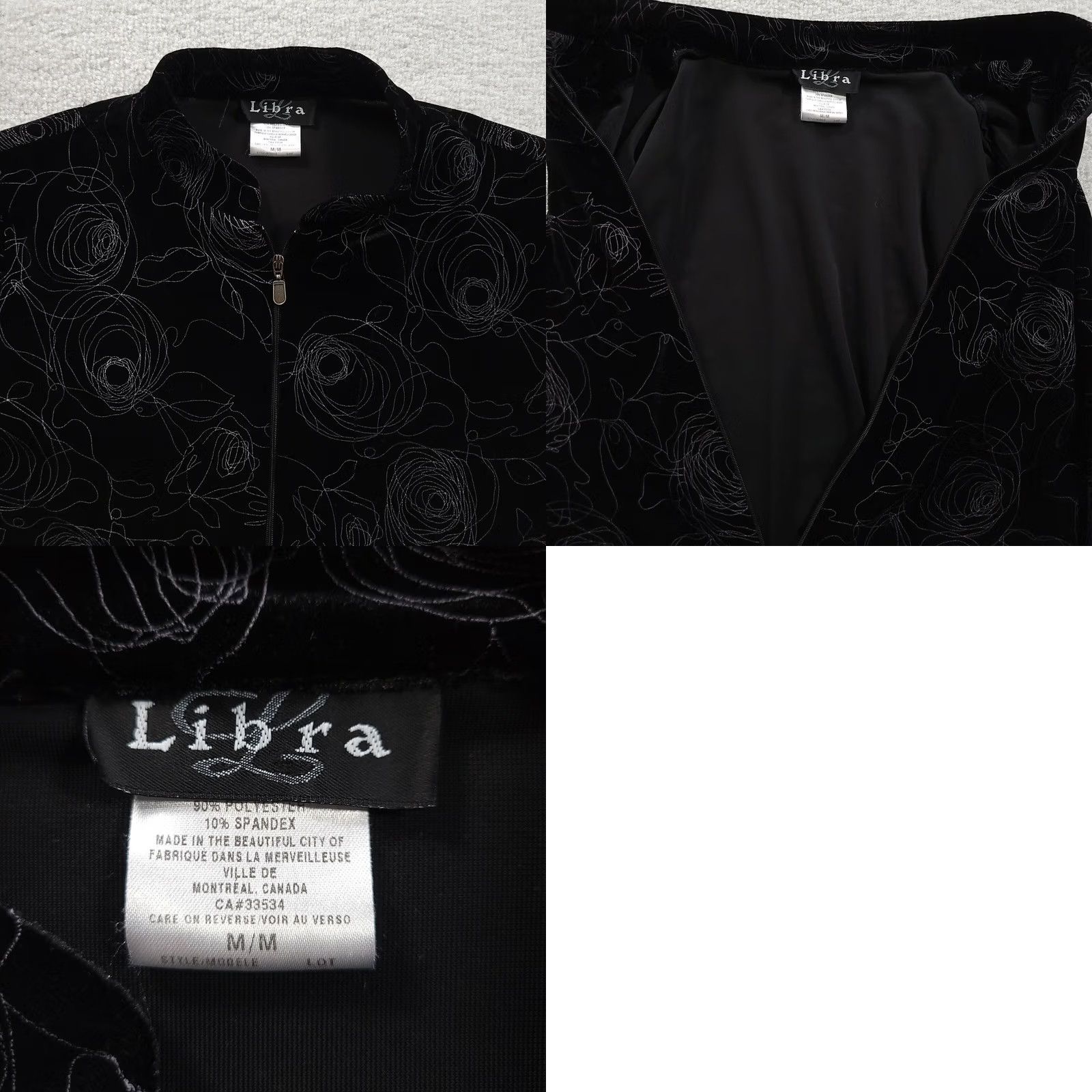 Velvet Libra Sweater Full Zip Woman Velvet Floral Black Medium Women's Knit Shirt Jacket Modern Elegant City Floral Party/Cocktail Size M / US 6-8 / IT 42-44 - 8 Thumbnail