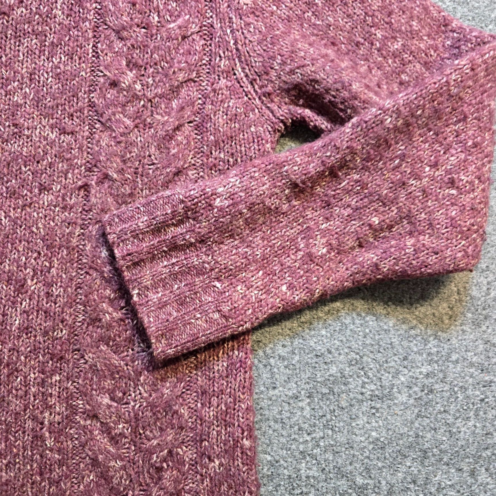 Vintage L.L. Bean Cardigan Women M Purple Cable Knit Long Sleeve" Size M / US 6-8 / IT 42-44 - 5 Thumbnail