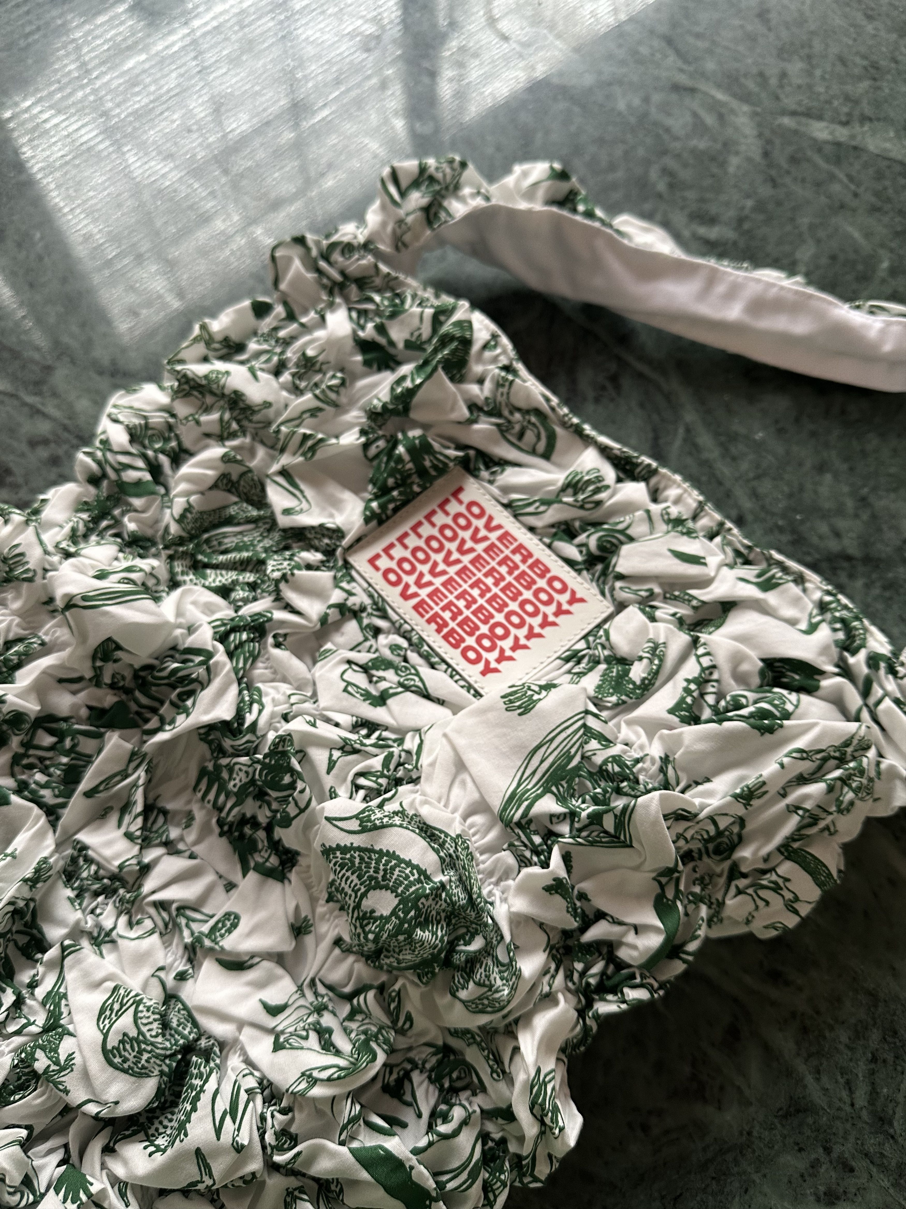 Charles Jeffrey LOVERBOY Charles Jeffrey Loverboy White & Green Shirred Tote Size ONE SIZE - 6 Thumbnail