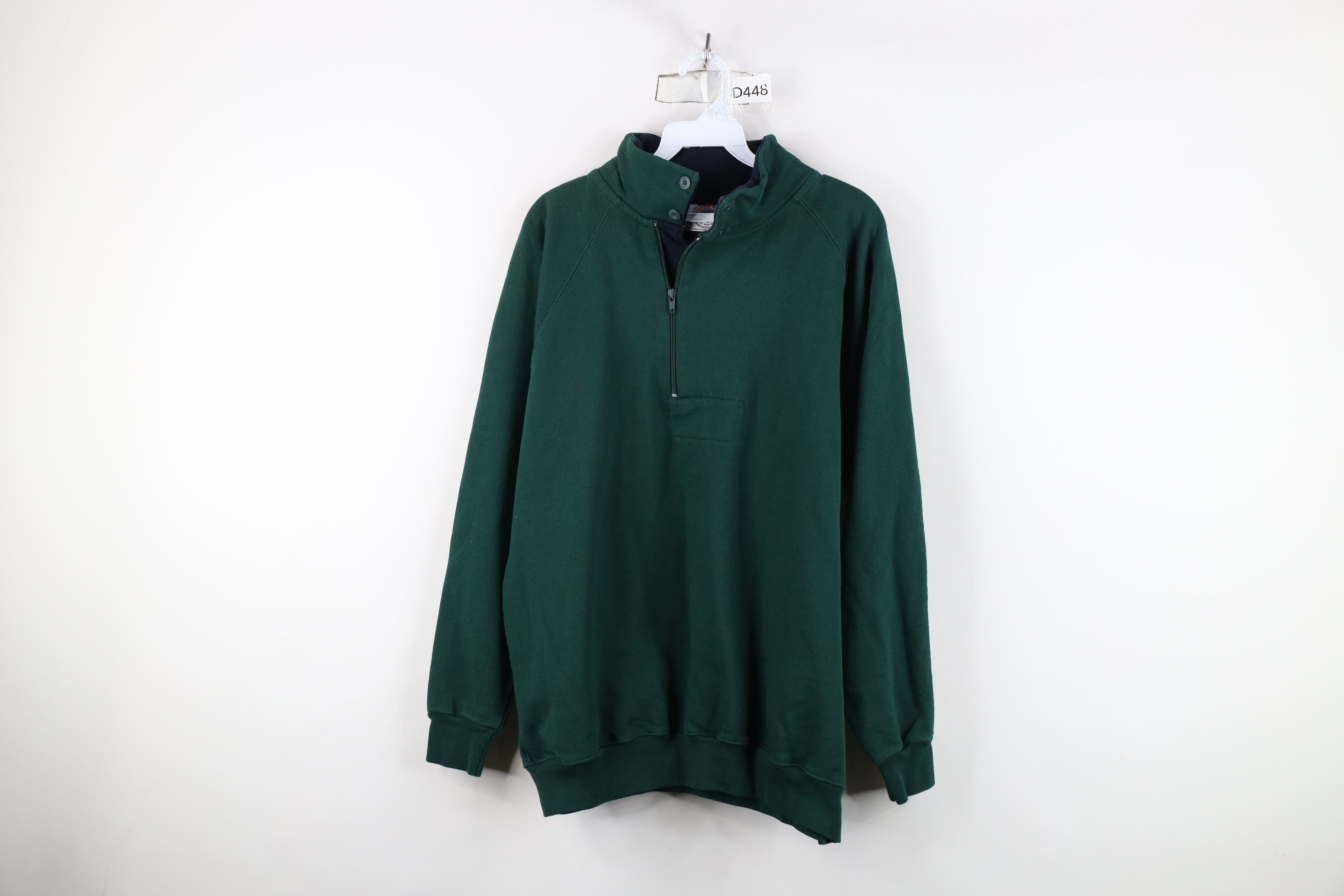 Vintage Vintage 90s Streetwear Half Zip Pullover Sweatshirt Green Size US L / EU 52-54 / 3 - 1 Thumbnail