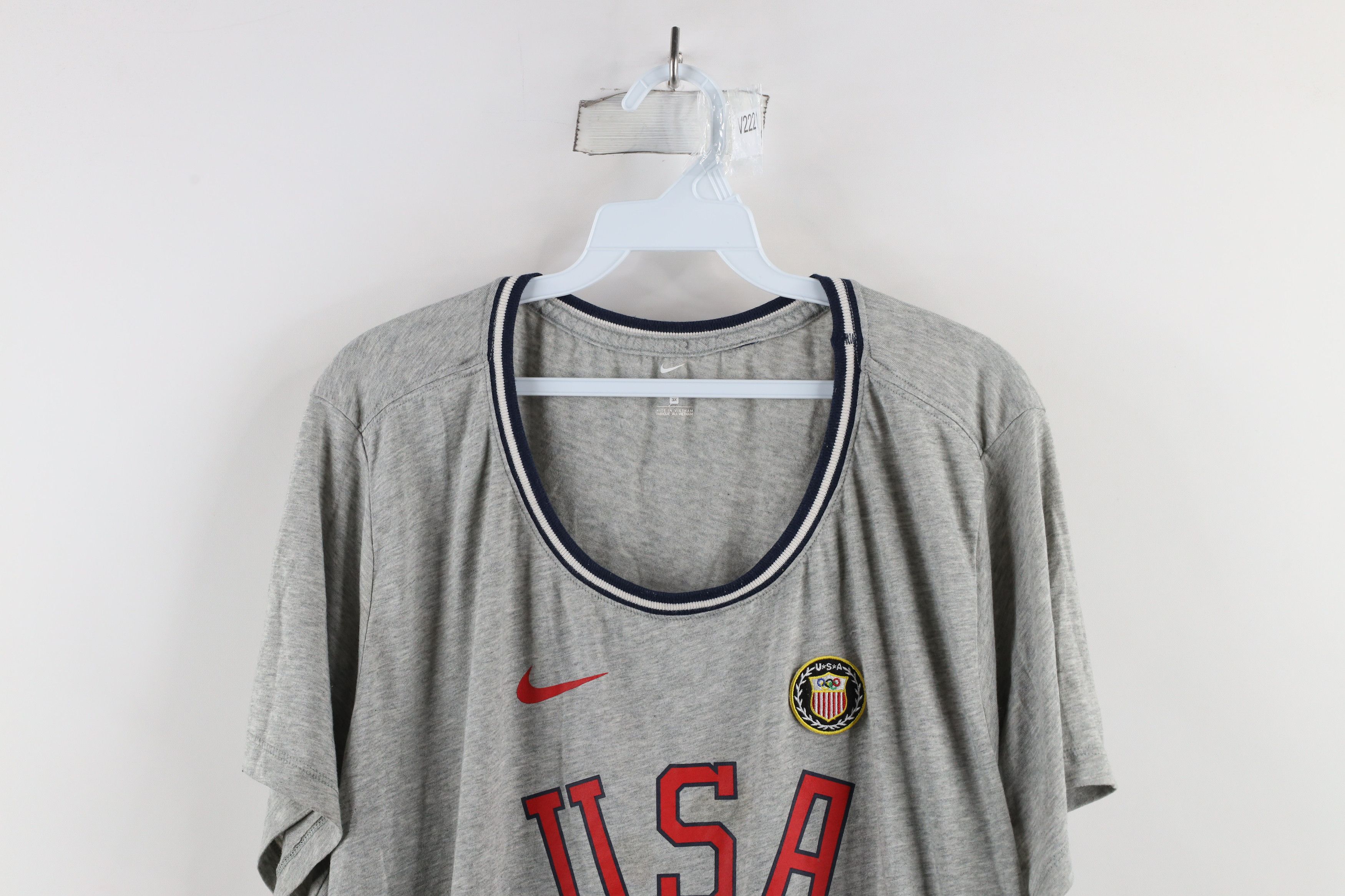 Nike × Vintage Retro Nike USA Olympics Crest Patch T-Shirt Heather Gray Size 3XL / US 20-22 - 2 Thumbnail