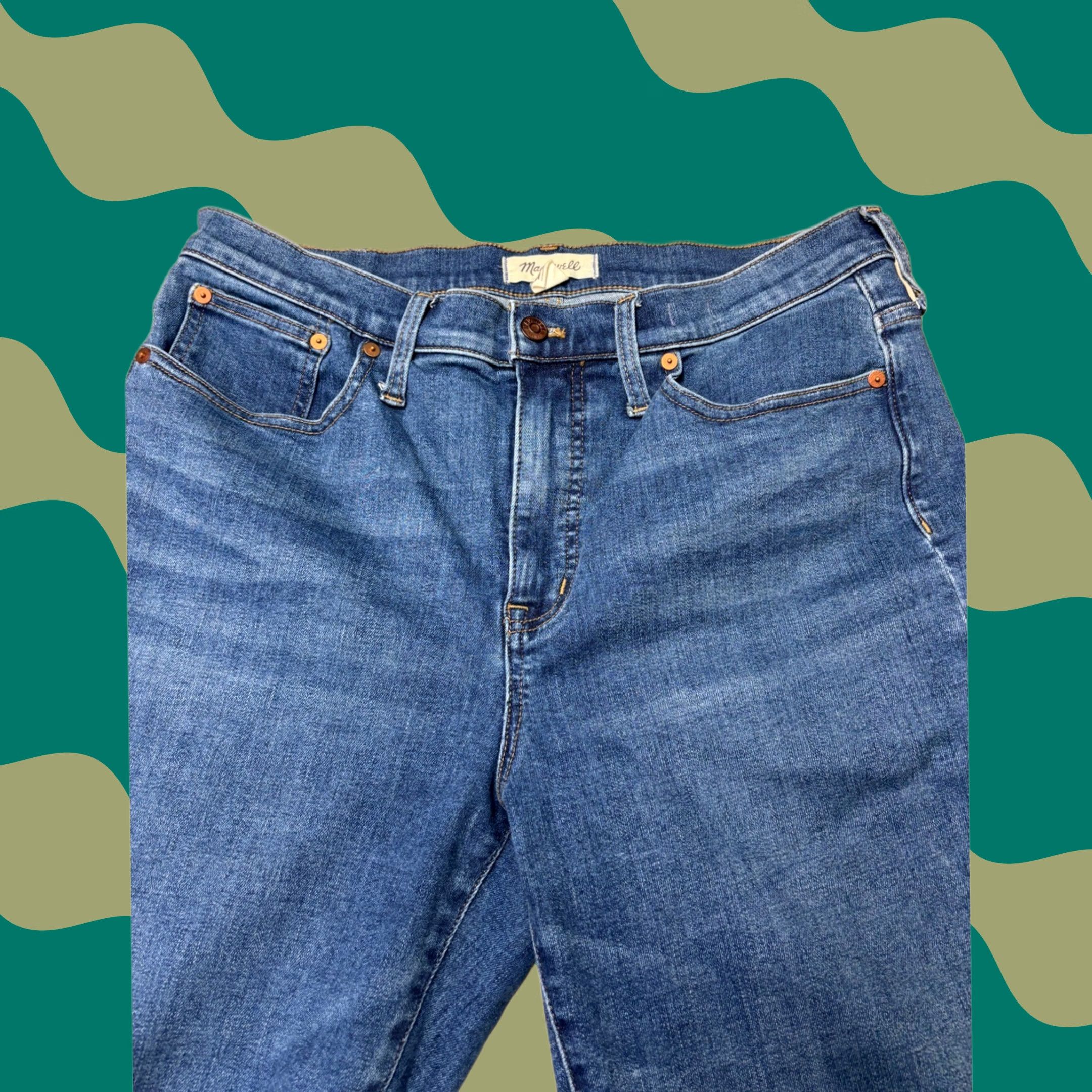 Madewell VINTAGE MADEWELL Cali Demi-Boot Jeans Blue Raw Hem Organic Cotton 31T W34 L28 NB088 Size 34" / US 12 / IT 48 - 1 Thumbnail