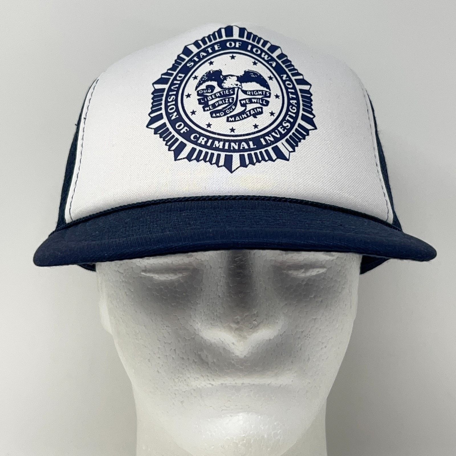 Vintage Vintage 80s Iowa Criminal Investigation Trucker Hat Cap Blue Size ONE SIZE - 2 Thumbnail