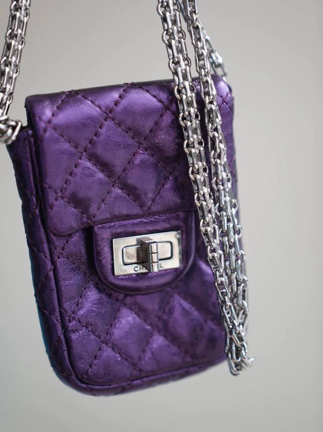 Chanel CHANEL 2.55 Pochette Purple Mini Chain Crossbody Bag Size ONE SIZE - 7 Thumbnail