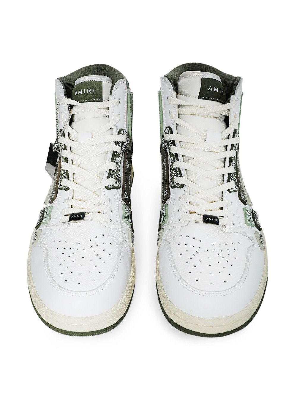 Amiri o1gr1nt1024 Bandana Skel Hi-Top Sneakers in White/Olive Size US 7 / EU 40 - 3 Thumbnail