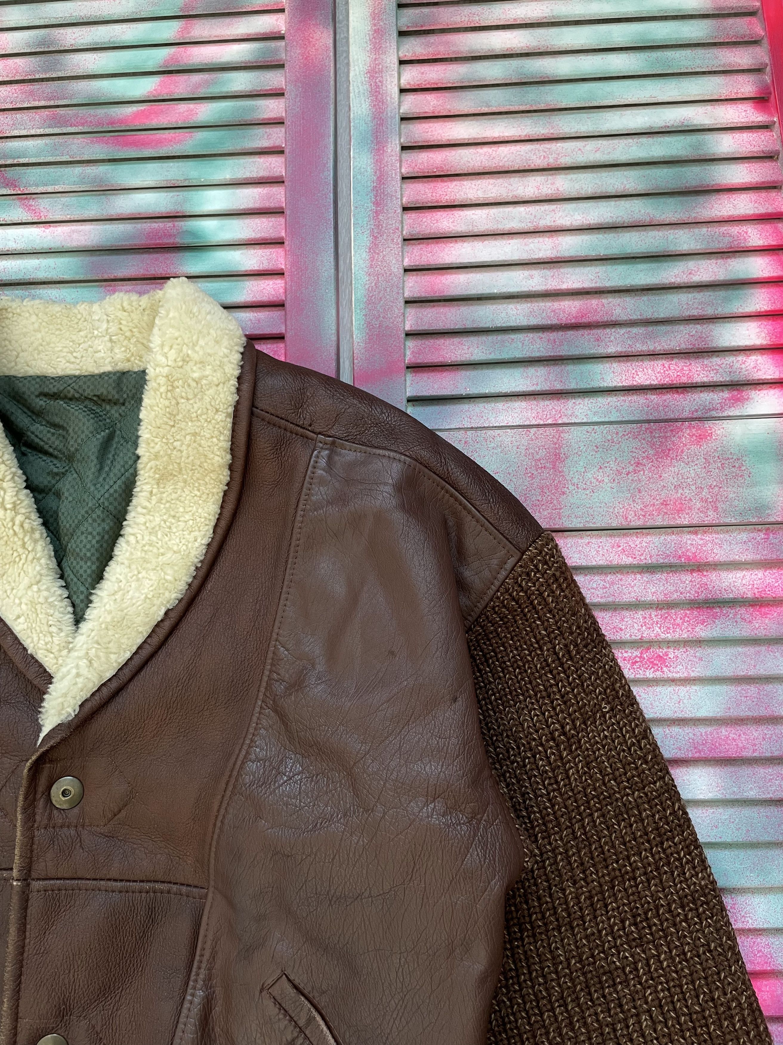 Le Grande Bleu (L.G.B.) Sherling Schott Bomber Style Leather Jacket Size US M / EU 48-50 / 2 - 3 Thumbnail
