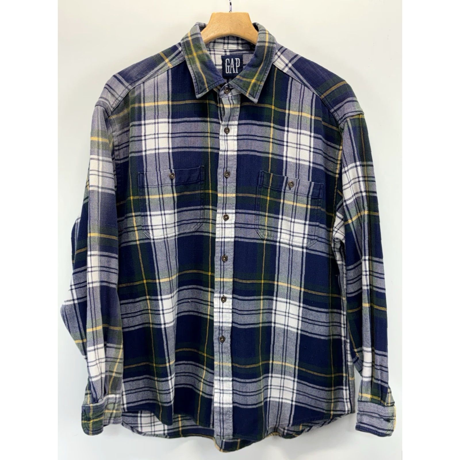 Gap VINTAGE Gap Heavyweight Flannel Shirt Men’s XL Blue Plaid 2 Pocket Grunge Read Size US XL / EU 56 / 4 - 2 Thumbnail
