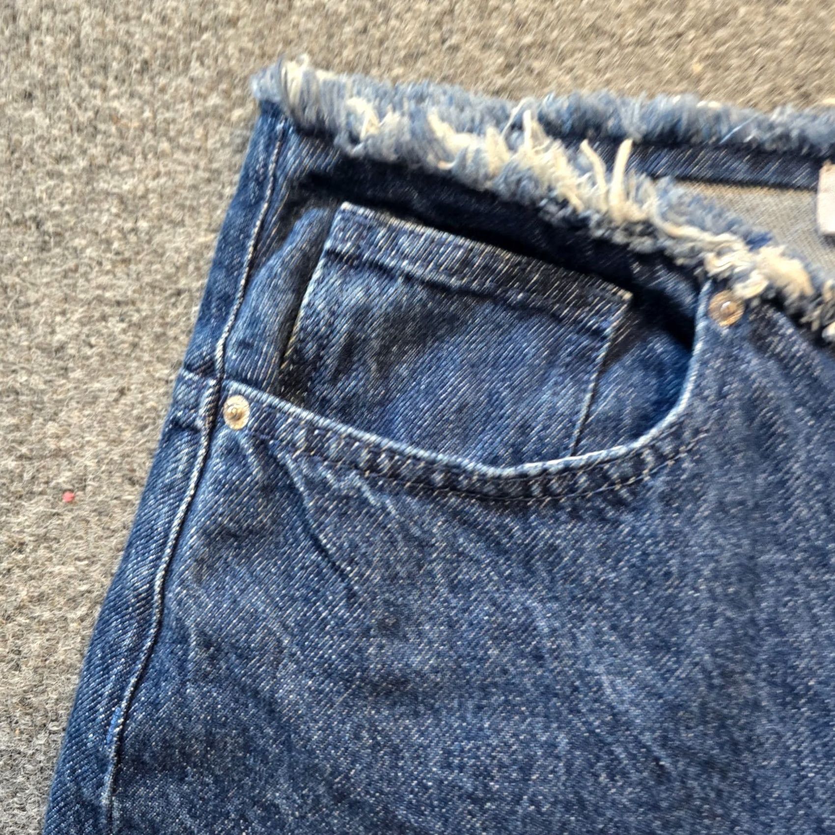 Vintage We Wore What Jeans Womens 27 Long Blue Raw Hem Straight Leg Capsule Casual Denim Jeans Women Regular 32in Inseam Capusle No Fade Dark Wash - Size 27" / US 4 / IT 40 - 3 Thumbnail