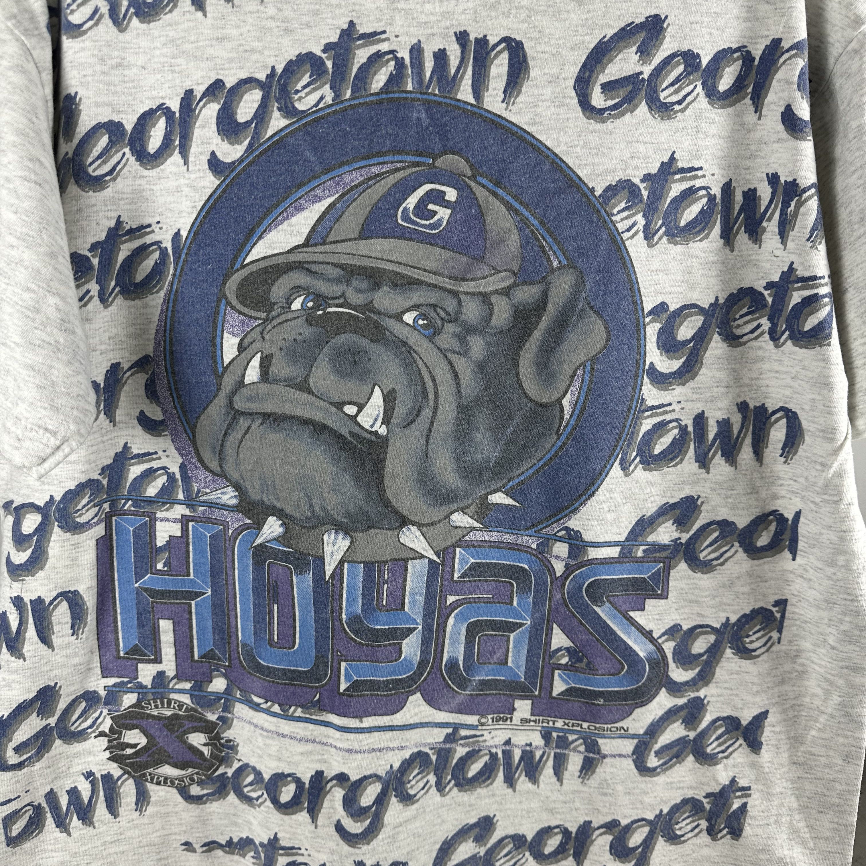 Vintage 1991 Georgetown Hoyas Bulldog NCAA All Over Print T-shirt Size US L / EU 52-54 / 3 - 2 Thumbnail