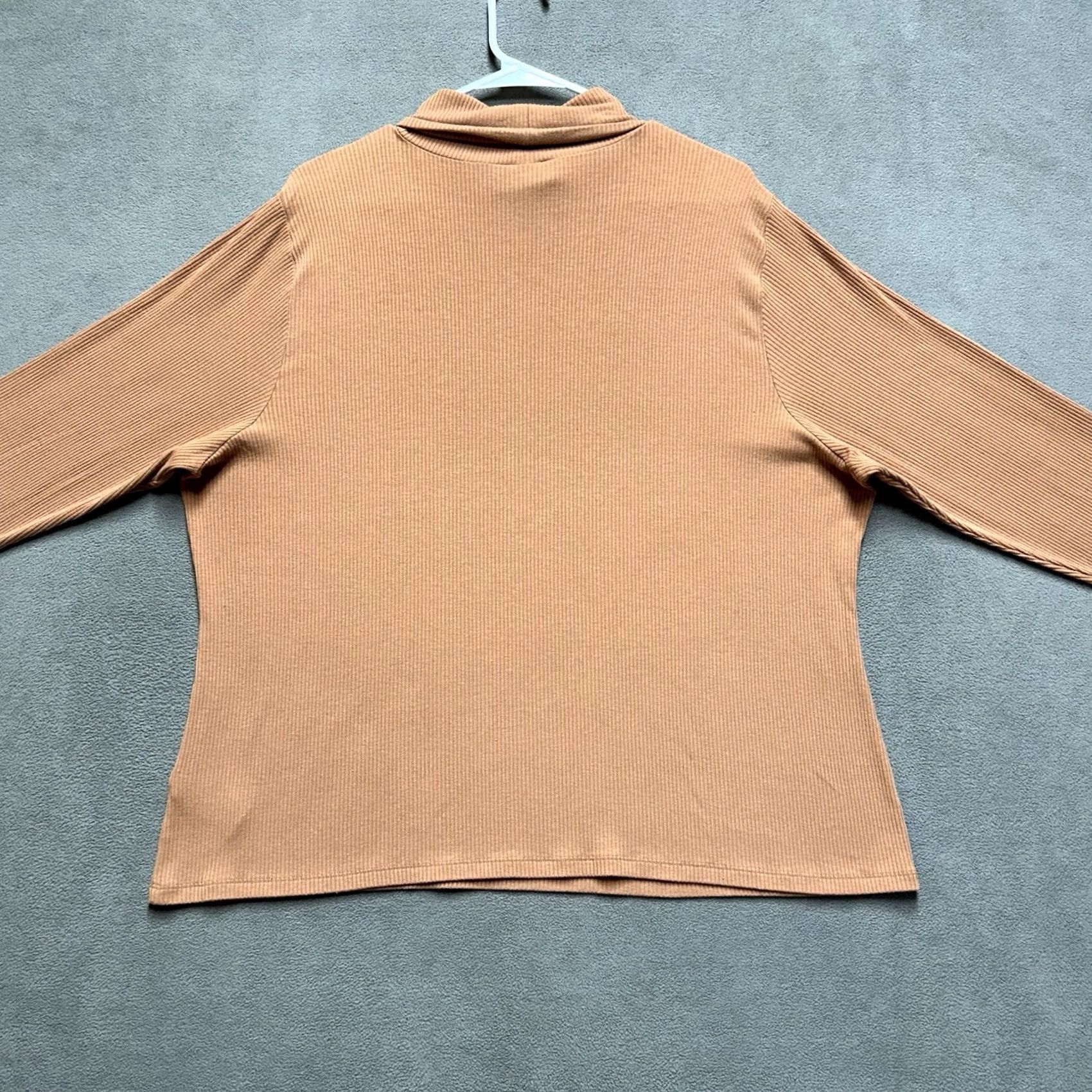 Old Navy Old Navy Shirt Womens 2XL Tan Beige Rib-knit Turtleneck Long Sleeve Stretch EUC Size XXL / US 16-18 / IT 52-54 - 4 Thumbnail