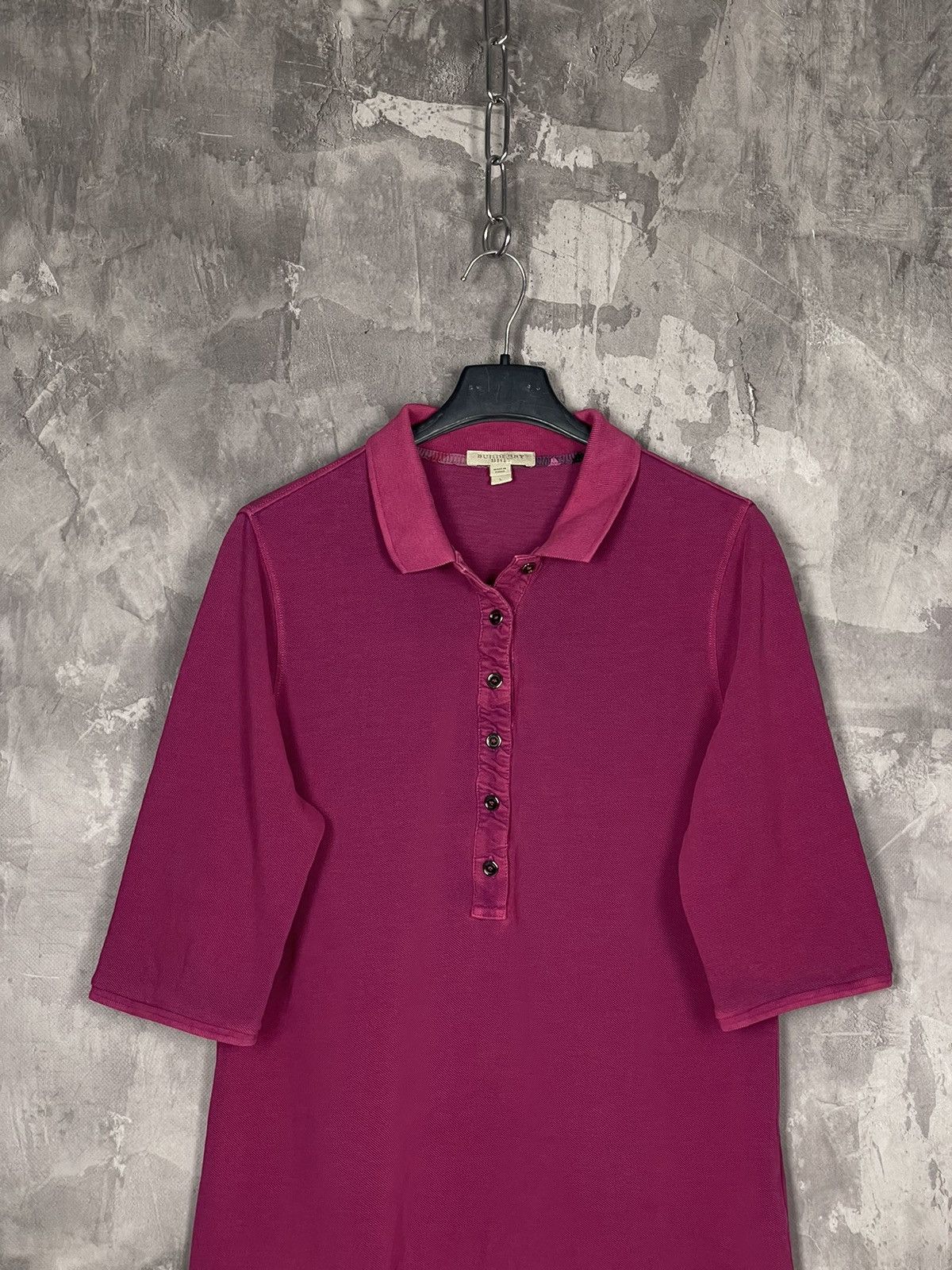 Burberry Burberry Brit Very Rare Y2K Purple Long Sleeve Polo T shirt Size L / US 10 / IT 46 - 2 Thumbnail