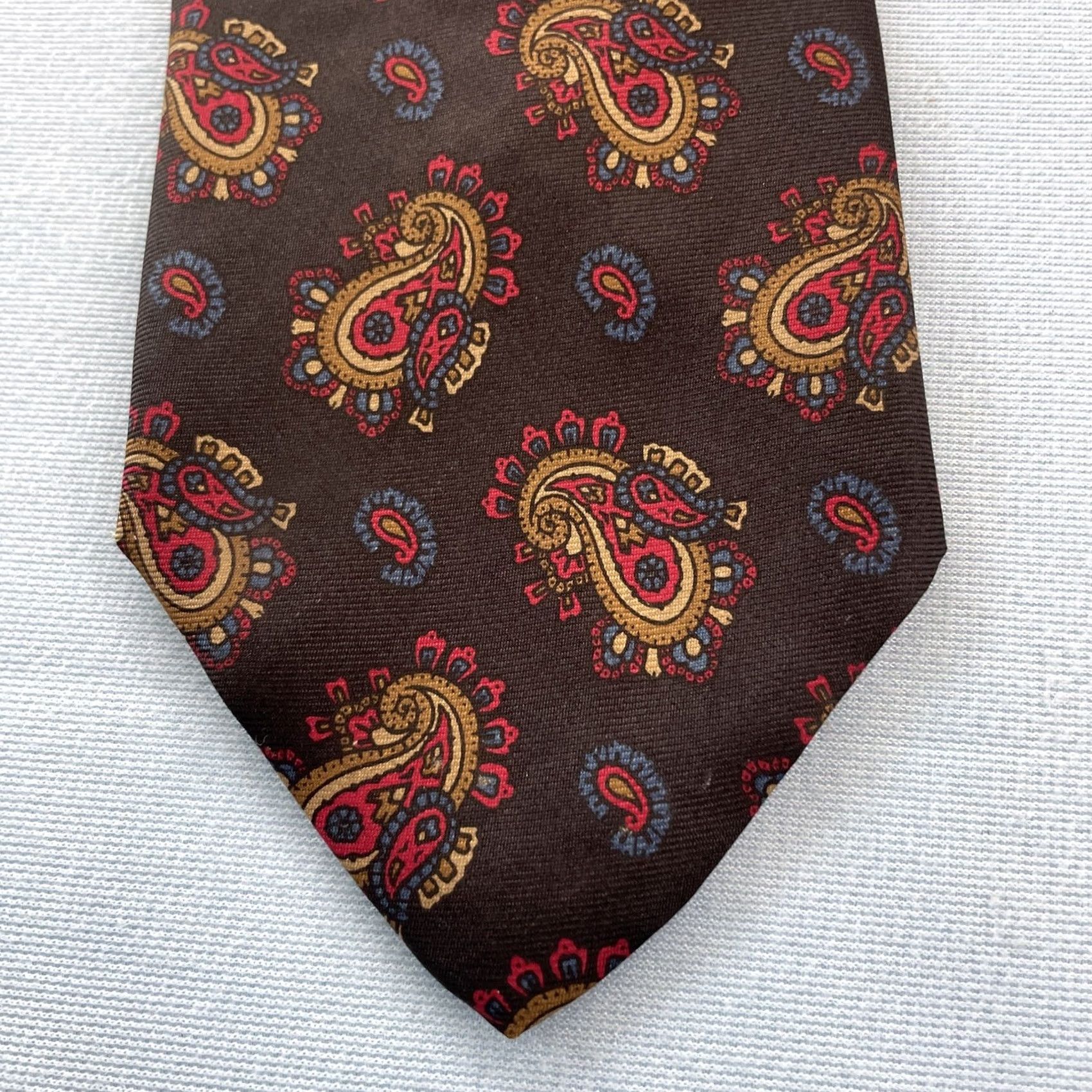 Brooks Brothers VTG Brooks Brothers Makers Silk Tie Deco Teardrop Paisley Black Bronze 1960s USA Mens Neckwear 60" 3.2" Wide Paisley Size ONE SIZE - 2 Thumbnail