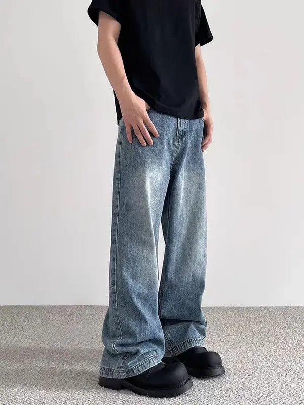 VIBE Vintage washed baggy straight leg wide leg jeans Size US 32 / EU 48 - 2 Thumbnail