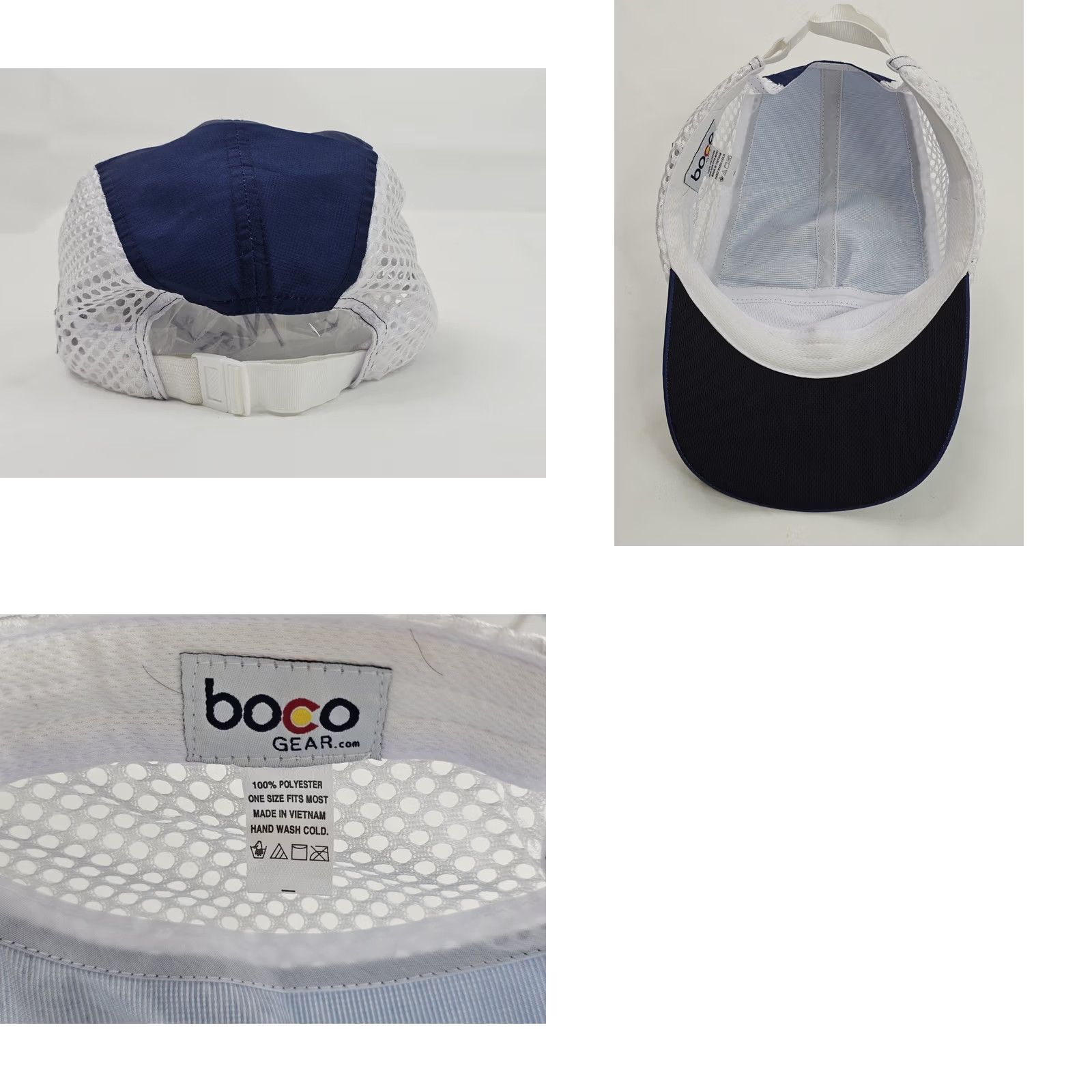 Vintage BOCO Gear IRONMAN Running Triathlon Hat Cap Lightweight Perforated Wicking Strap Blue One Size Mens Size ONE SIZE - 8 Thumbnail