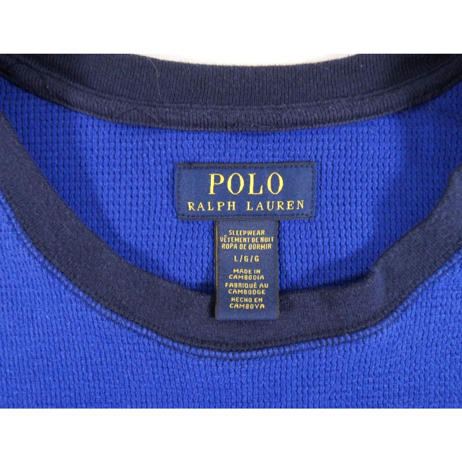 Polo Ralph Lauren Polo Ralph Lauren Shirt Adult Large Blue Long Sleeve Waffle Knit Sleepwear Cotton Polyester Logo Mens Size US L / EU 52-54 / 3 - 6 Thumbnail
