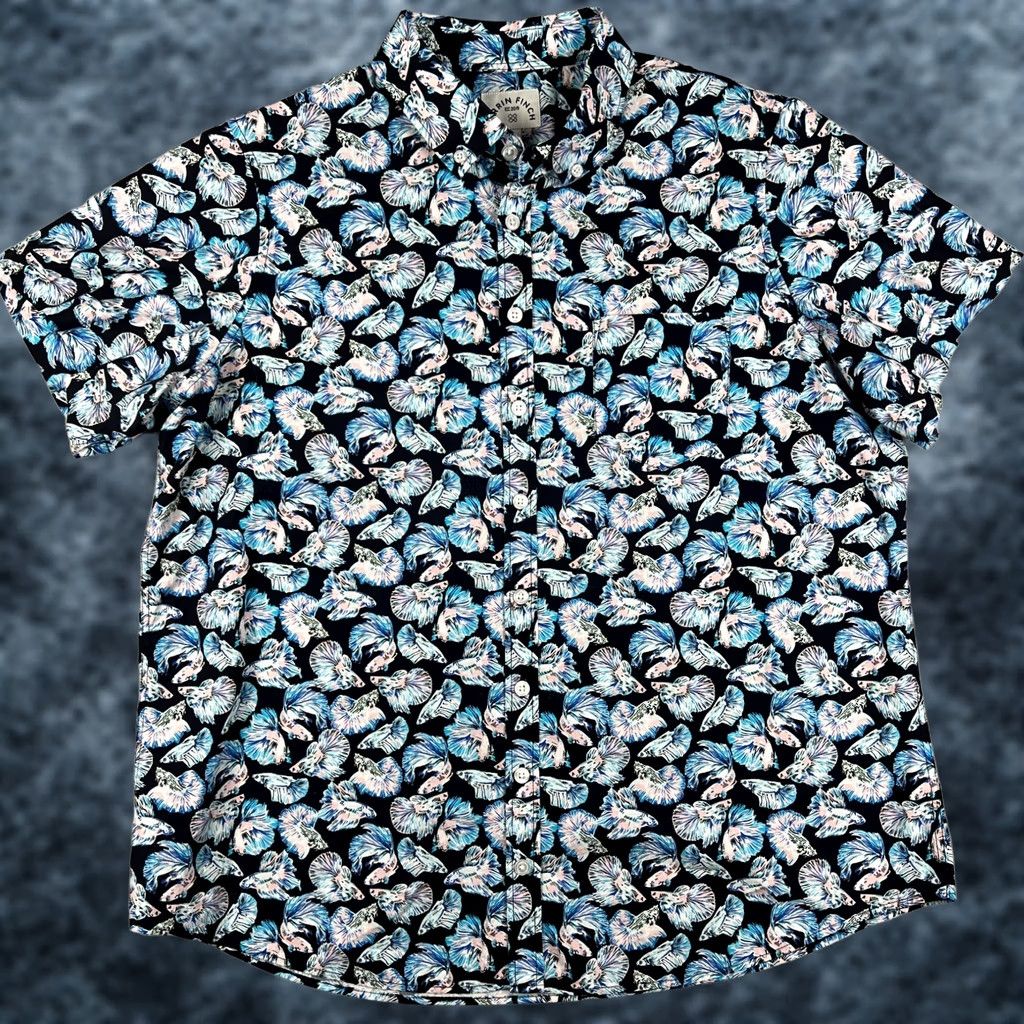 Vintage VINTAGE Kirrin Finch Ray Betta Fish Print Pattern Shirt Womens 18 Androgynous Unisex Button-Up Cotton Blue Short Sleeve Collared Cardigan? Size XXL / US 16-18 / IT 52-54 - 1 Thumbnail