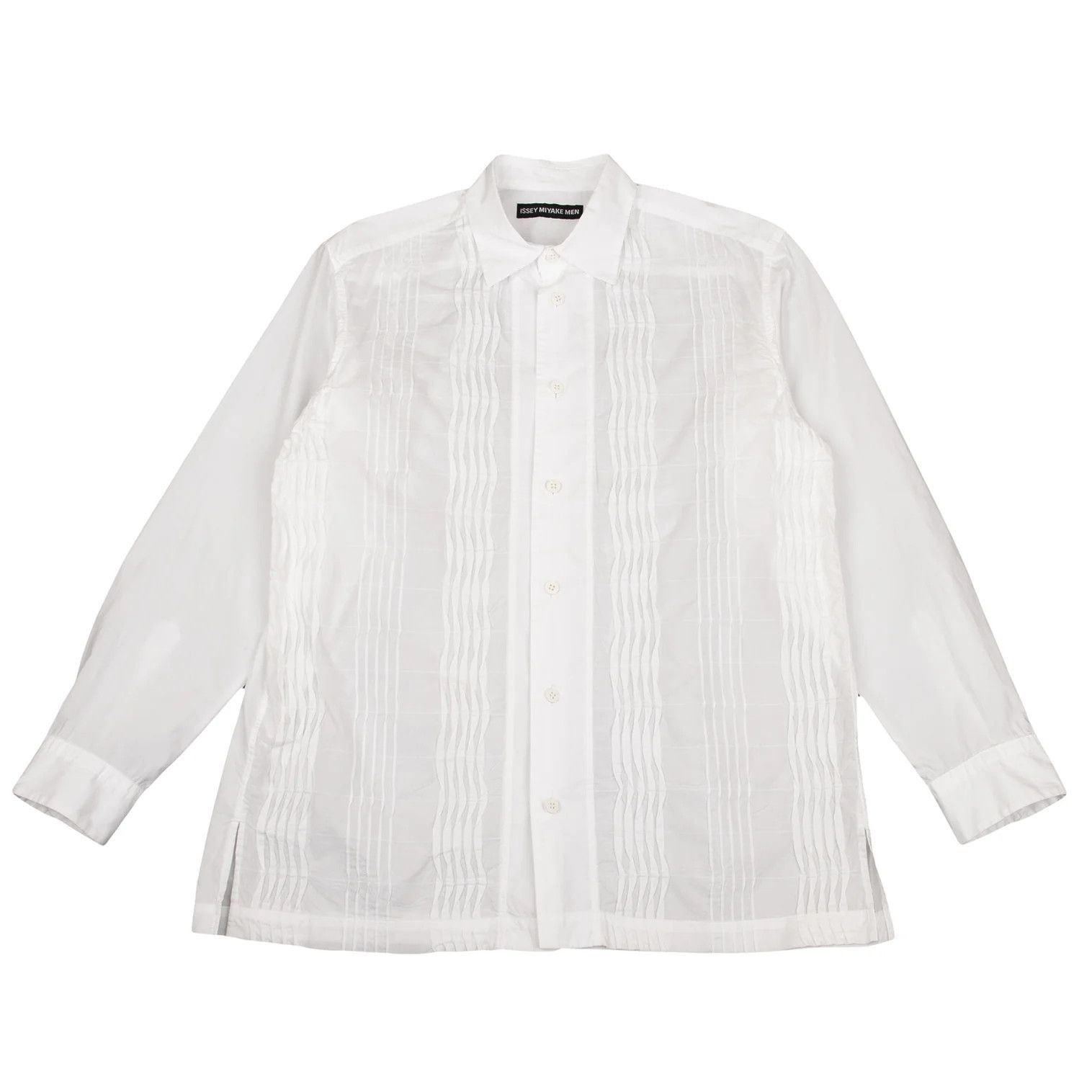 Issey Miyake Front Wave Pleats Design Long Sleeve Shirt in Off-White Size US S / EU 44-46 / 1 - 1 Thumbnail