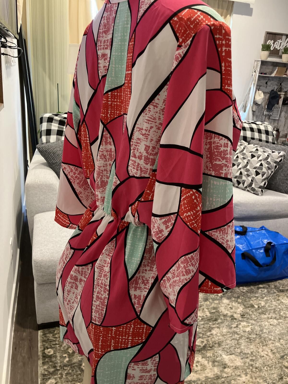 Shein Colorful Geometric Pattern Romper with Button Front and Draw Size 36" / US 14 / IT 50 - 5 Thumbnail