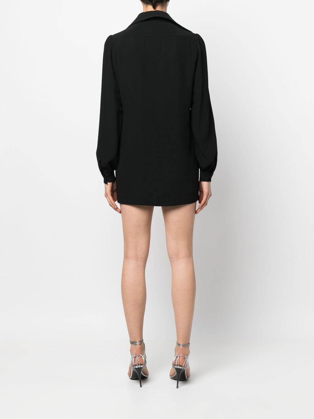 Saint Laurent Paris o1s1wg110924 Shirt Dress in Black Size S / US 4 / IT 40 - 5 Thumbnail