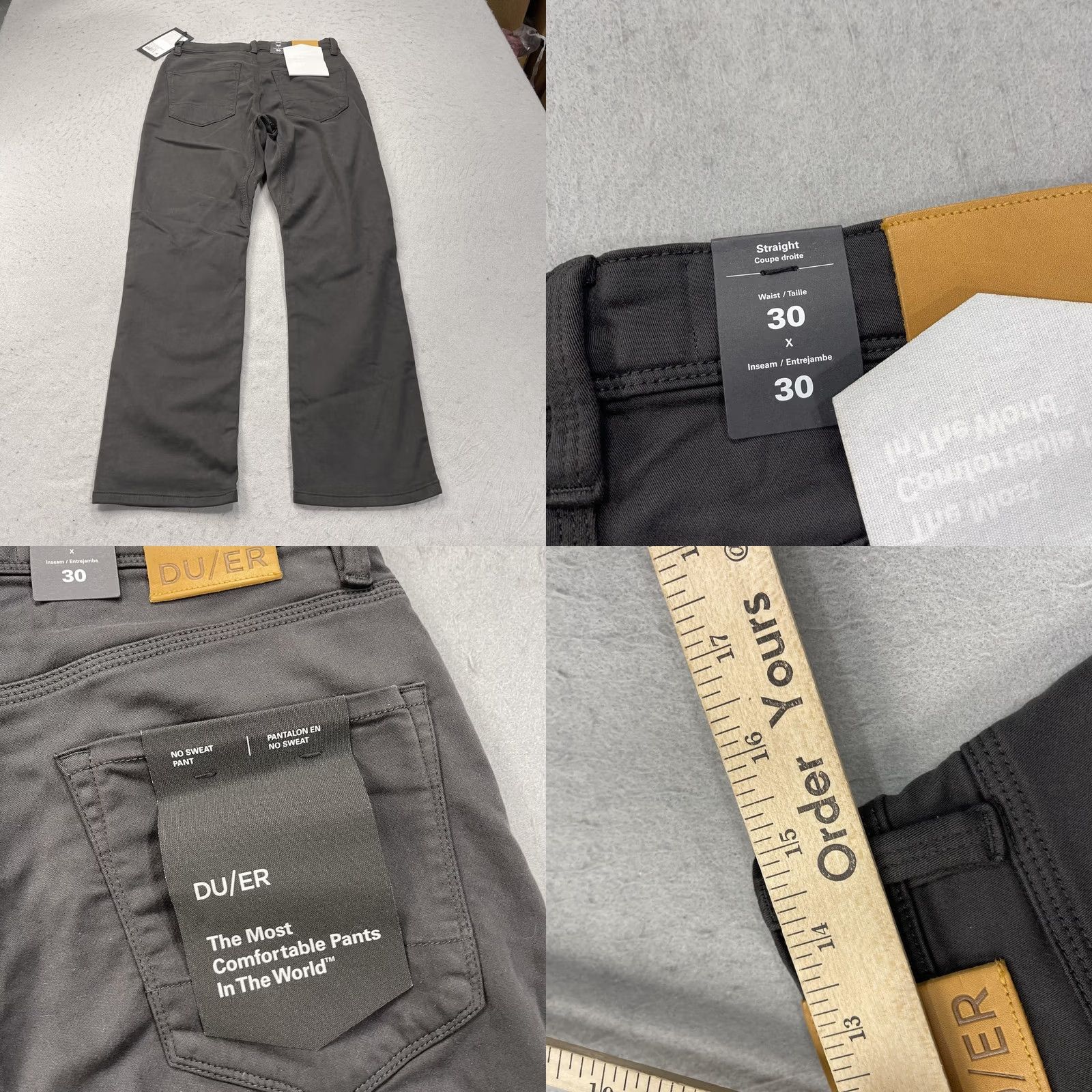 Vintage DU/ER No Sweat Straight Mens Chino Pants 30x30 Gray 5-Pocket Casual Vintage NWT Size US 30 / EU 46 - 8 Thumbnail