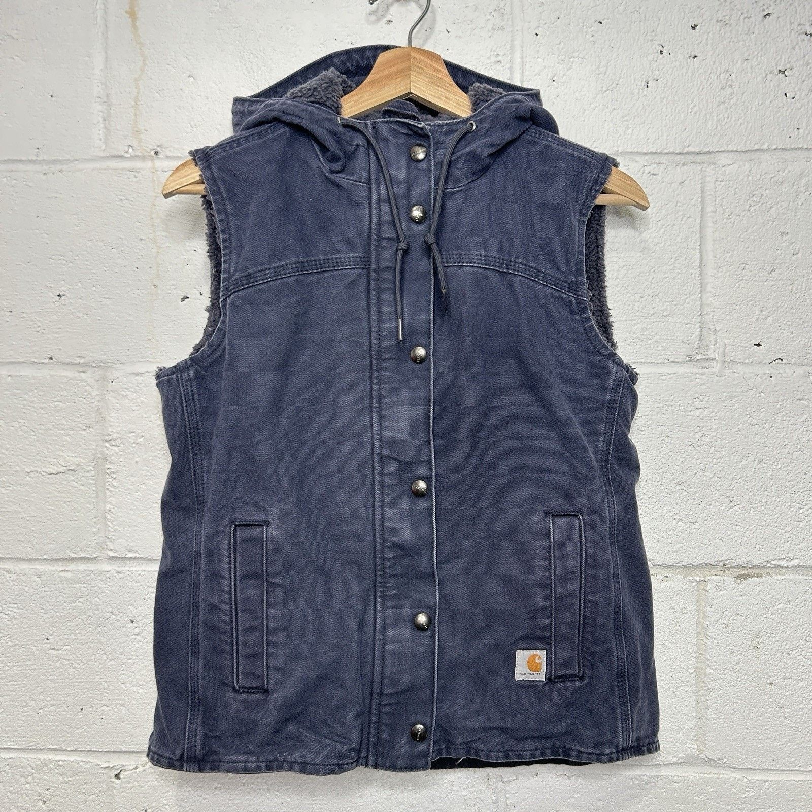 VTG Carhartt Sherpa-Lined Hooded Berkley Vest “Hudson Blue”