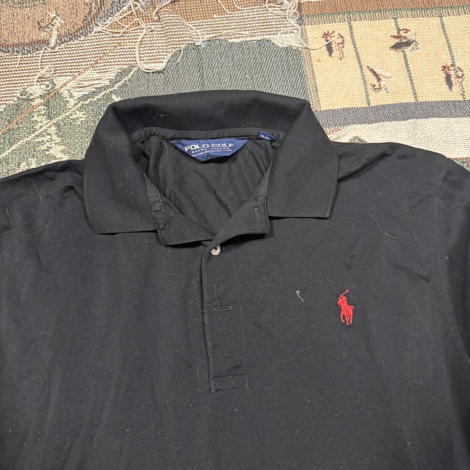 Designer Vintage Black 100% Pima Cotton Polo Golf Collared Shirt Size US L / EU 52-54 / 3 - 3 Thumbnail
