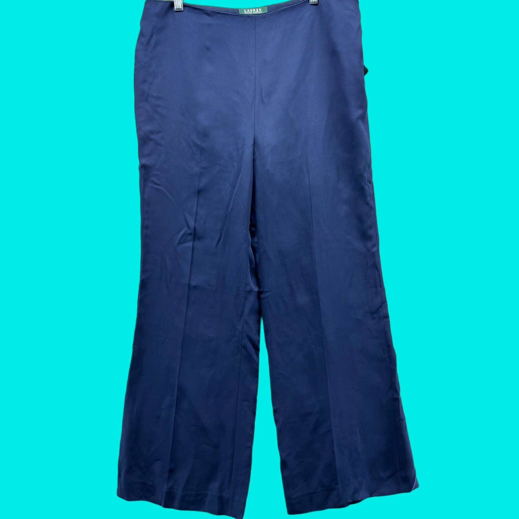 Ralph Lauren VINTAGE? No. Lauren Ralph Lauren Dress Pants Women 12 Blue Chino Pleated Wide Leg Trouser Dress Pants Womens Regular 12 Blue Wide-Leg Size 24" / US 00 / IT 34 - 1 Thumbnail