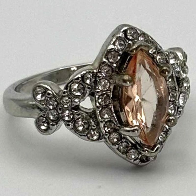 Other Silver & Pink Crystal Ring Size ONE SIZE - 2 Thumbnail