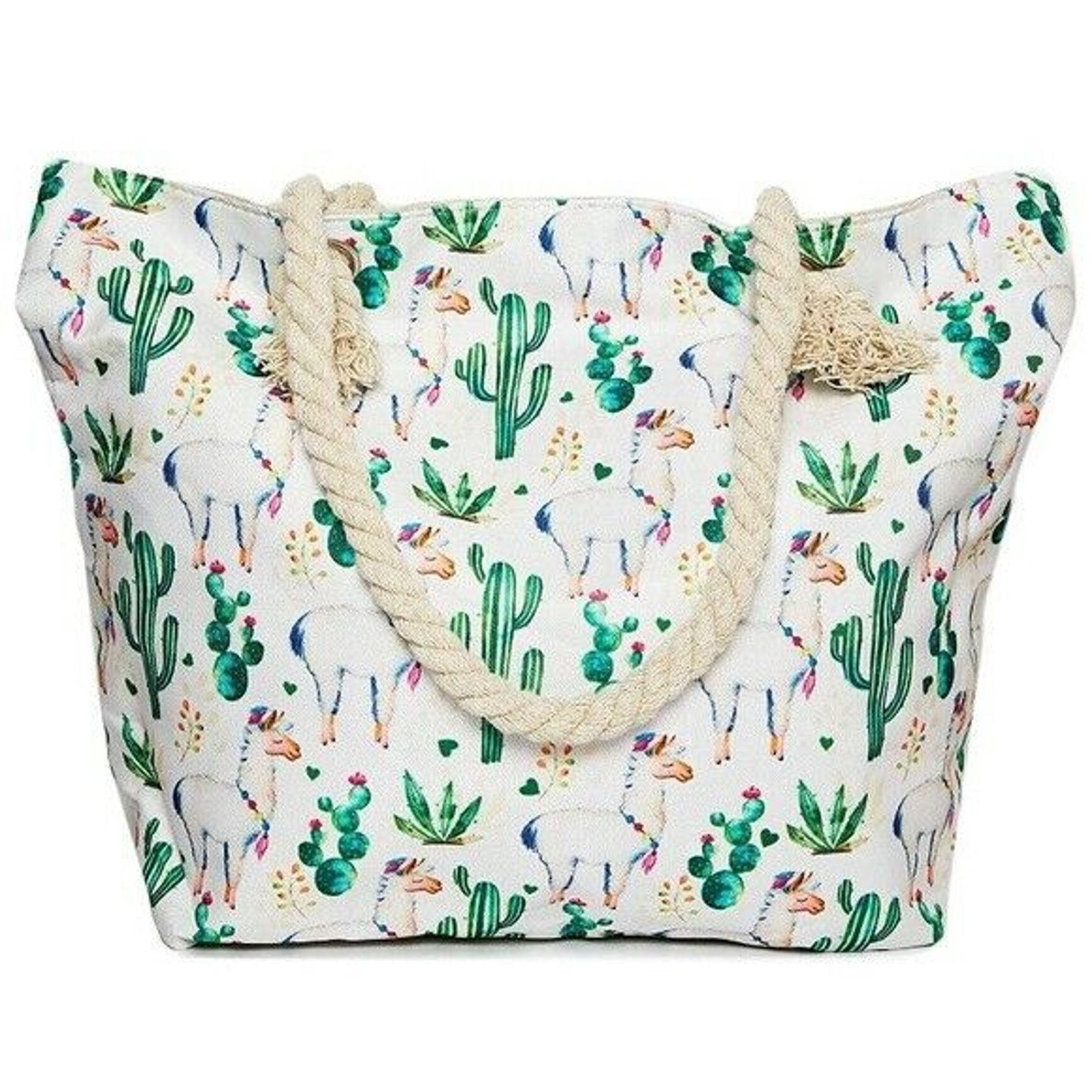 The Unbranded Brand Llama Cactus Beach Shoulder Tote Bag travel Shopping Purse Size ONE SIZE - 2 Thumbnail