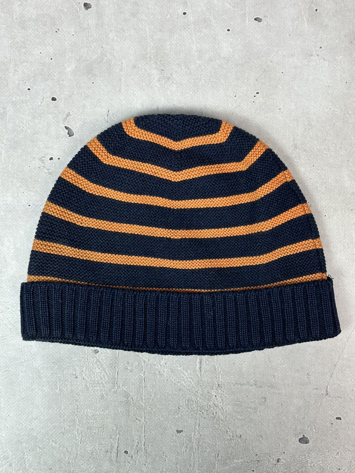 Lacoste Vintage Lacoste Wool Knit Logo Stripped Navy-Orange Beanie Size ONE SIZE - 4 Thumbnail