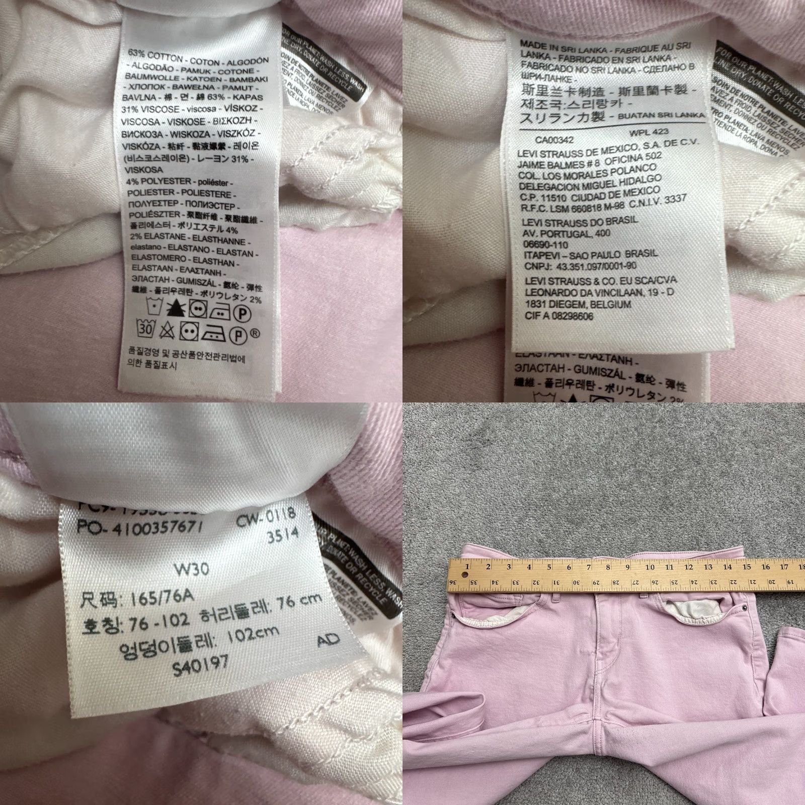 Levi's Levi's 711 Skinny Jeans Womens 30 Light Pink Mid Rise Stretch Denim 5-Pocket City 2000s Mens Women Girls Size 30" / US 8 / IT 44 - 9 Thumbnail