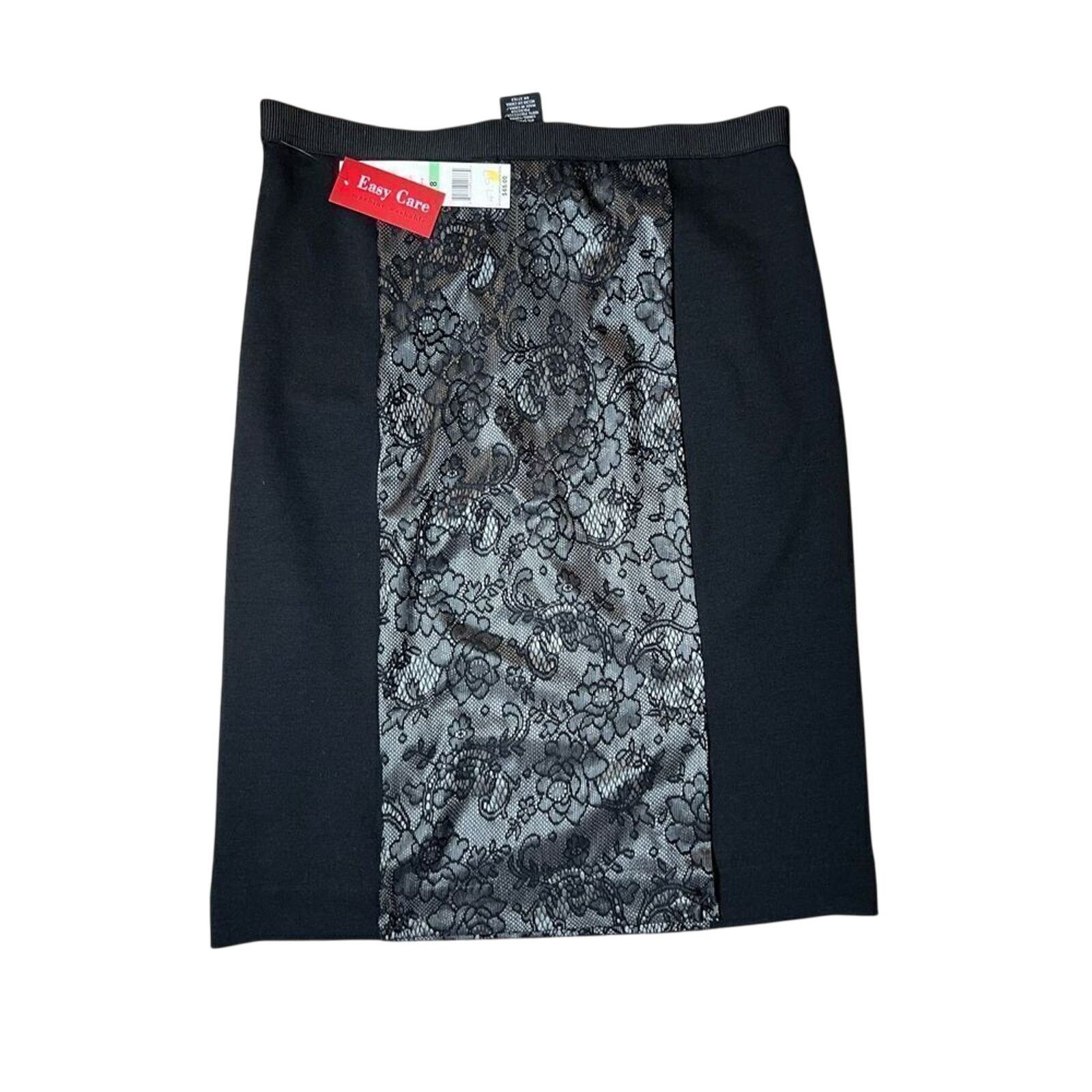 Other Rafaella Black Ponte Lace Insert Straight Pencil Skirt 8 NWT Size 30" / US 8 / IT 44 - 1 Thumbnail