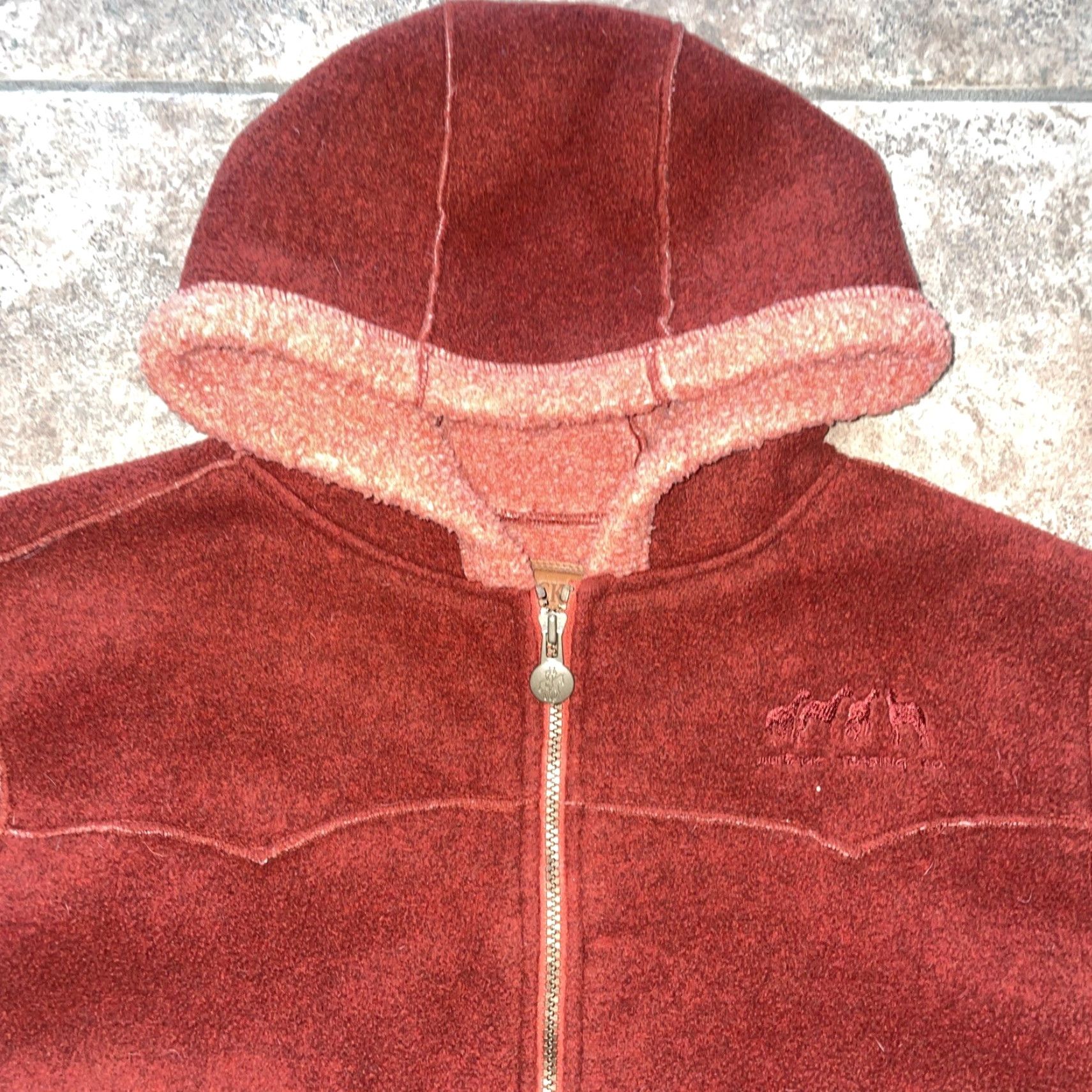 Vintage Outback Fleece Hoodie Women XL Burgundy Full Zip Activewear Red Womens Size XL / US 12-14 / IT 48-50 - 2 Thumbnail