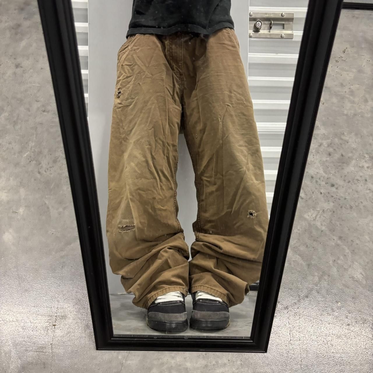 Japanese Brand × Vintage Crazy Vintage Y2K/2000s Baggy Faded Khaki Brown Carpenter Pants! Size US 40 / EU 56 - 1 Thumbnail