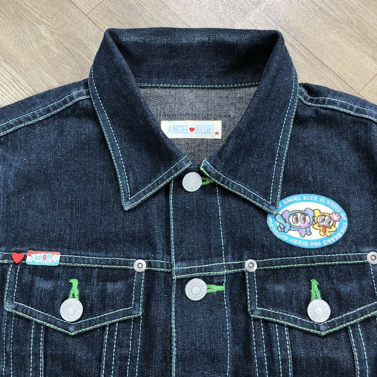 Angel Blue × Hysteric Glamour × Japanese Brand 2000s Angel Blue - Iconic Design Panda Knitted Denim Jacket Size US XXS / EU 40 - 17 Thumbnail