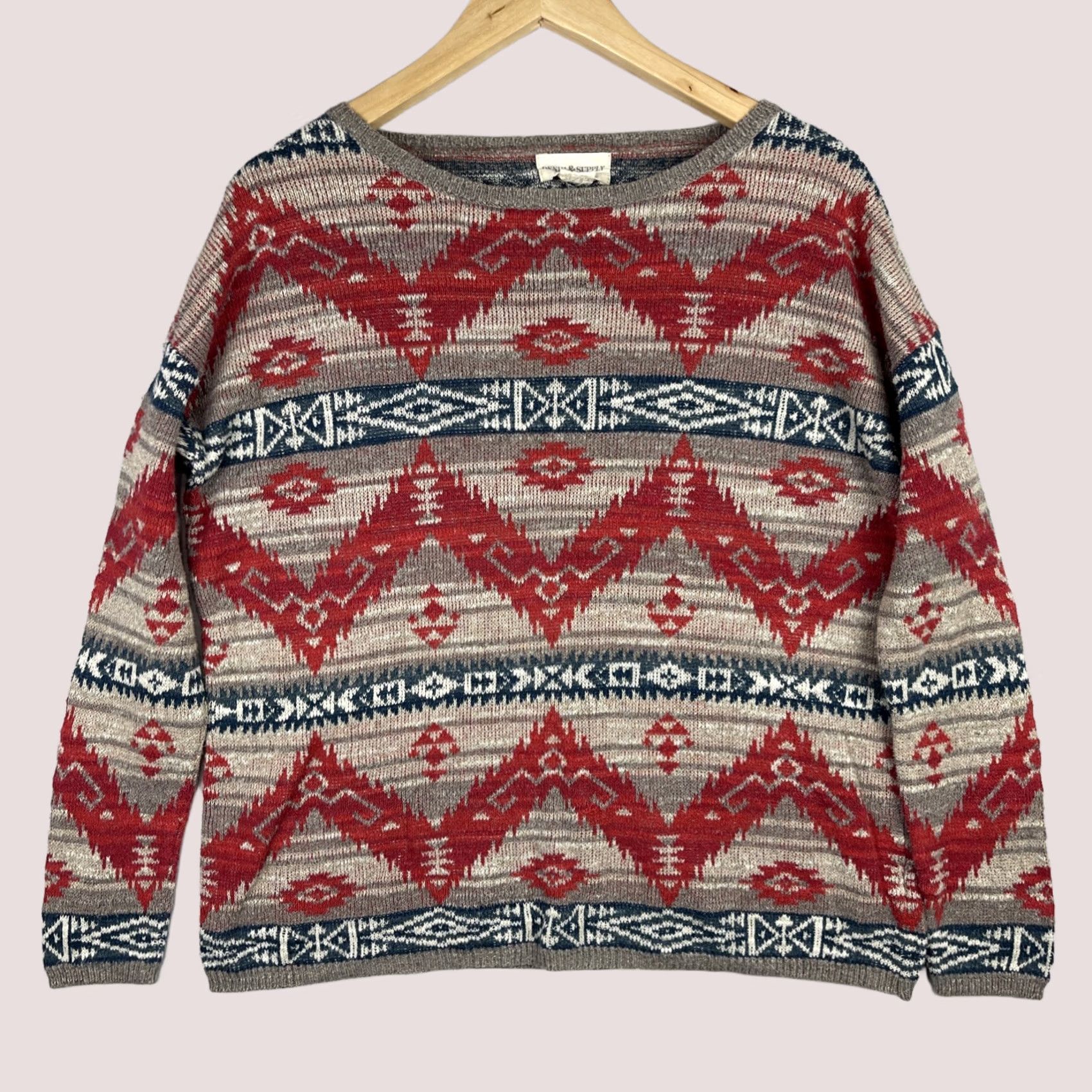 Vintage Denim & Supply Ralph Lauren Sweater Womens Medium Red Aztec Wester Navajo Knit Size M / US 6-8 / IT 42-44 - 1 Thumbnail