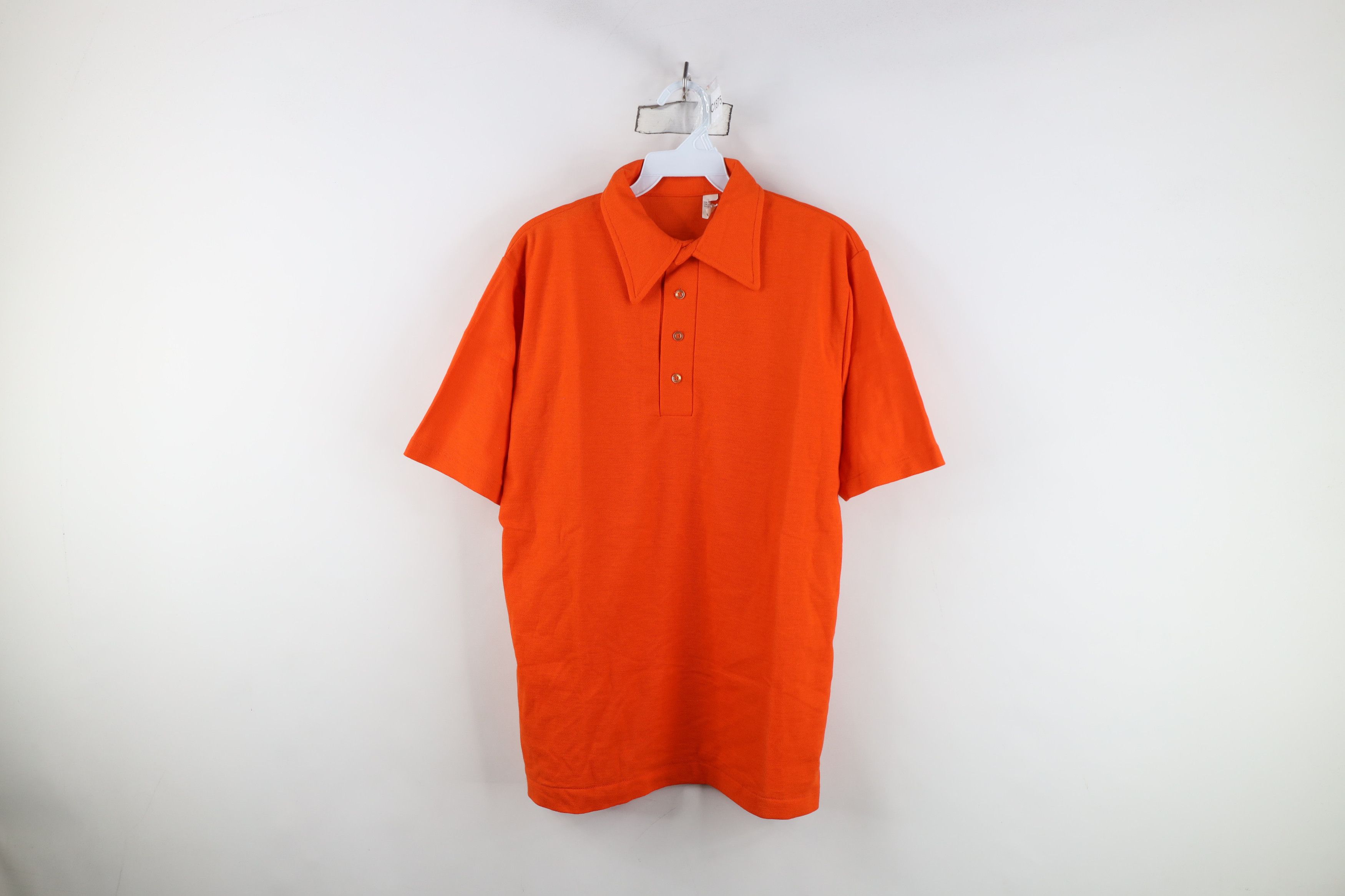 Vintage Vintage 70s Streetwear Blank Knit Golf Polo Shirt Orange USA Size US M / EU 48-50 / 2 - 1 Thumbnail